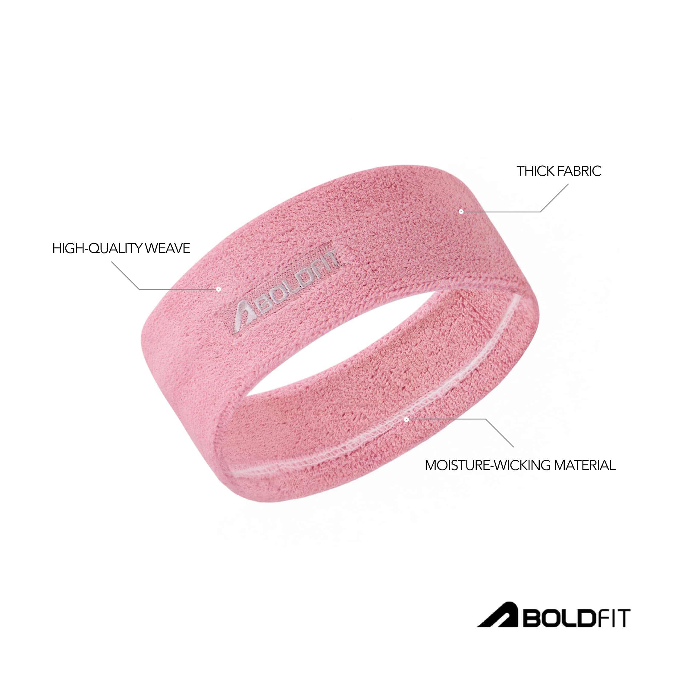Boldfit Gym Headband for Men and Women - Sports Headband for Workout & Running, Breathable, Non-Slip Sweat Head Bands for Long Hair (Pink) image 3