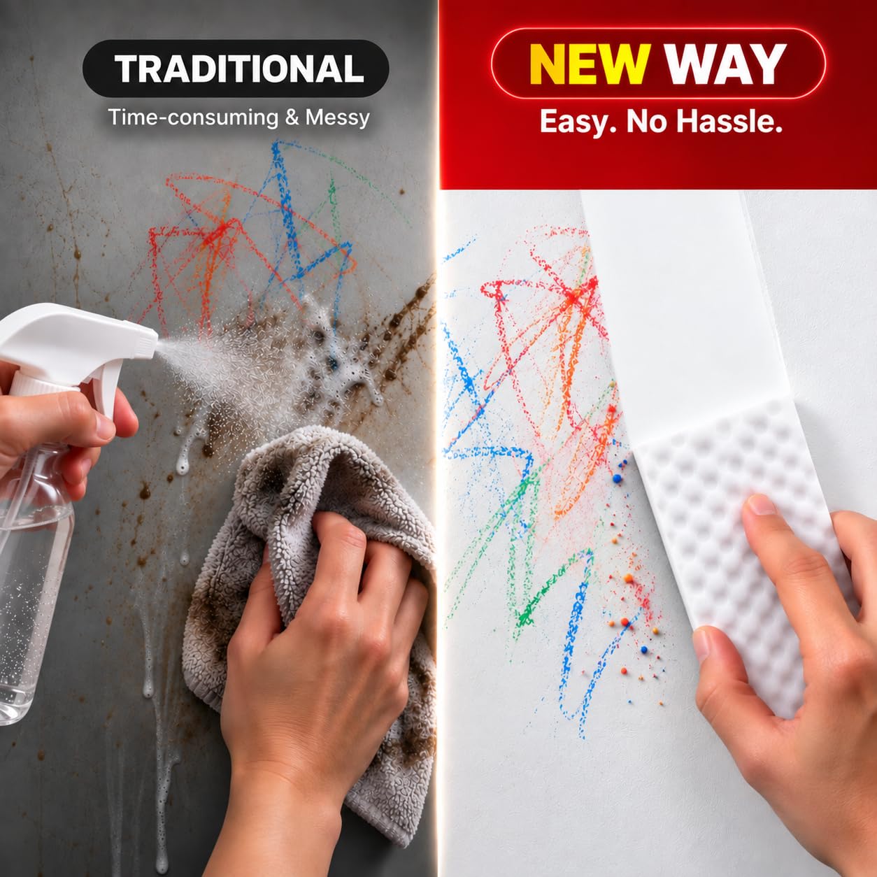 Magic Eraser Cleaning Sponge, Multi-Surface Cleaner for Wall, Kitchen, Bathroom, Shoes, Switch Boards & Floor Tiles, Melamine Foam Sponge, No-Scratch, Just Add Water (Pack of 4) image 4