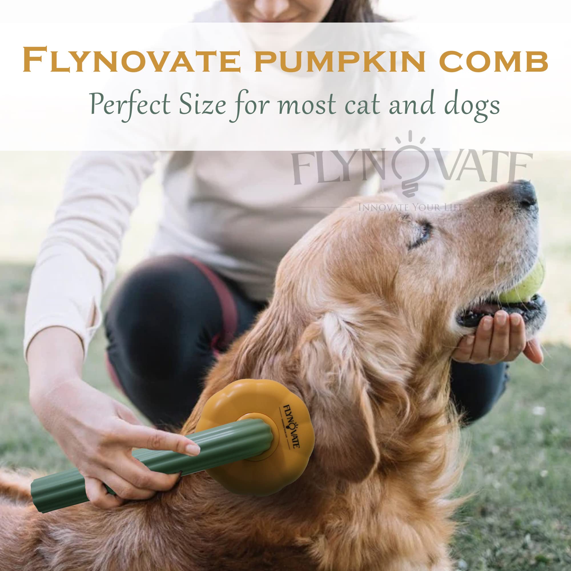 Flynovate Self Cleaning Dog Comb & Cat Comb - Pet Hair Remover Grooming Comb with Switch & PAIN - FREE Slickers | Deshedding Dog Brush & Cat Brush To Gently Massage The Pets with FREE Bath Brush image 3