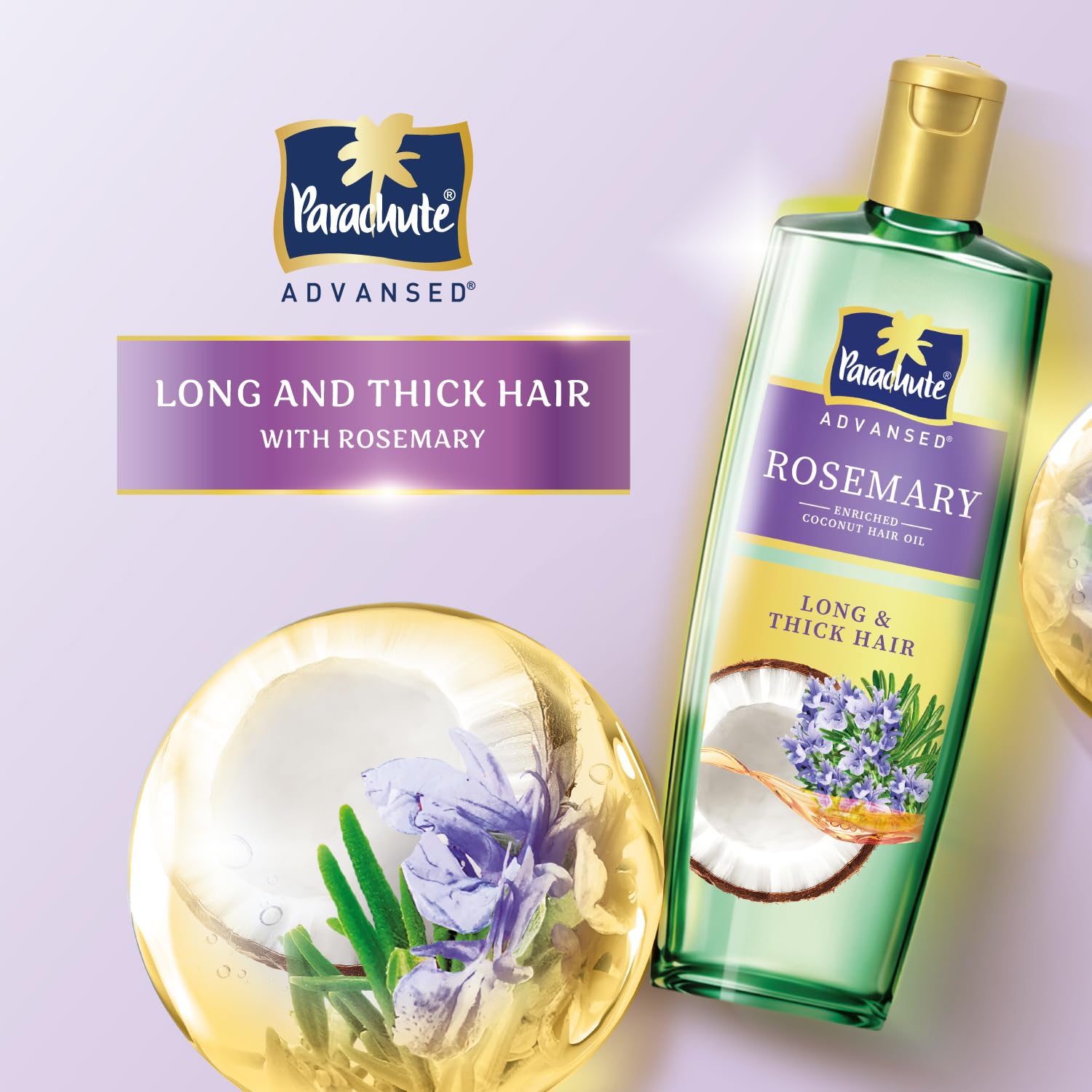 Parachute Advansed Rosemary-enriched Coconut Hair Oil| Rosemary Hair Oil| Superfoods Magic| Long & Thick Hair|300 Ml image 2