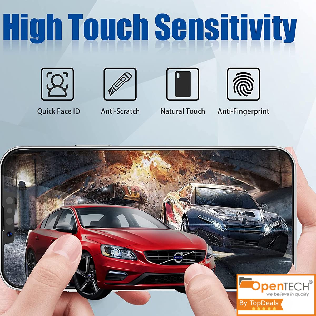 OpenTech® Military-Grade Premium Tempered Glass Screen Protector for iPhone 13/13 Pro / 14 / 16e / 17e with Edge to Edge Coverage - Case Friendly, Anti-scratch and Bubble free installation kit image 5
