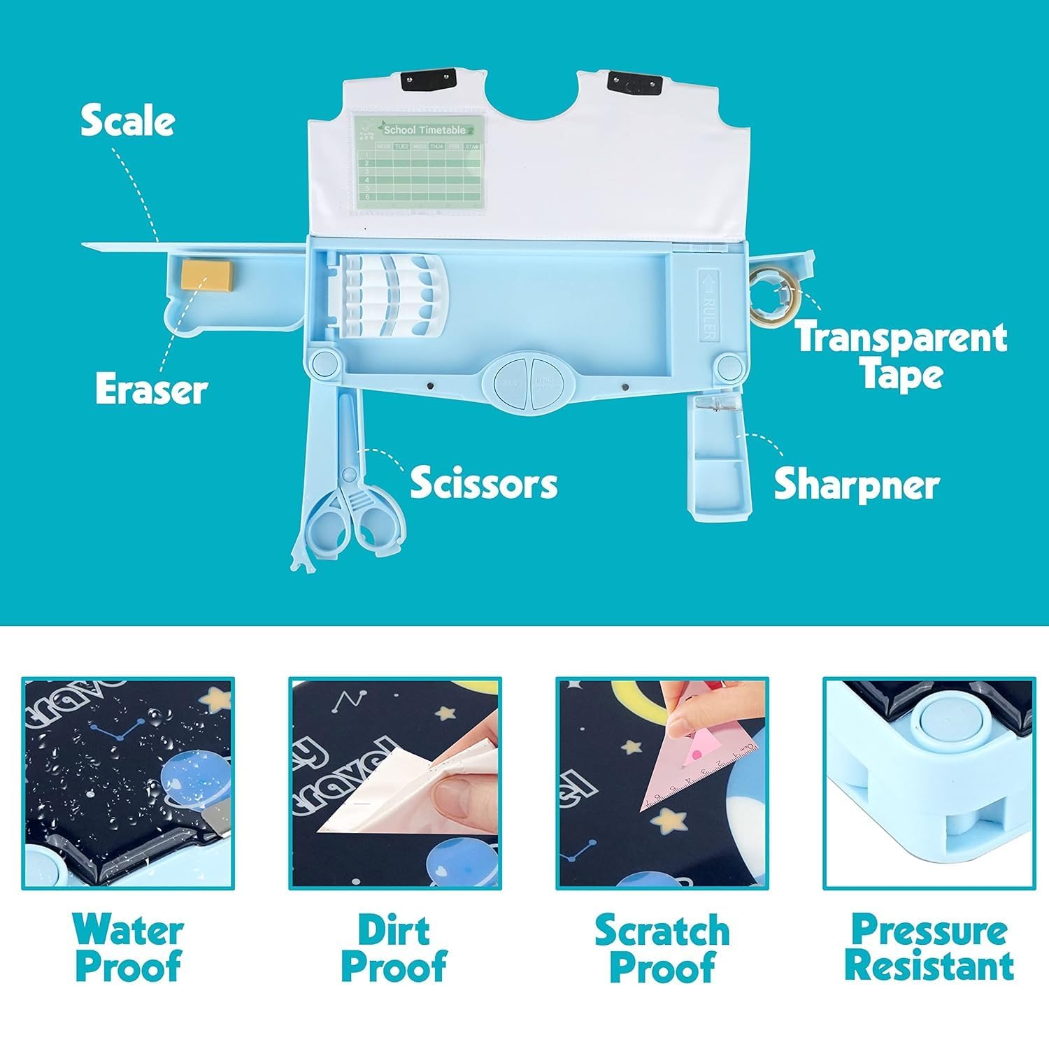 Multi Functional Pencil Box for Kids, Space Pencil Box for Boy, Kids Pencil Box for Boy & Girls, Magnetic Pencil Box for Boys, Space Theme Return Gifts for Kids image 3