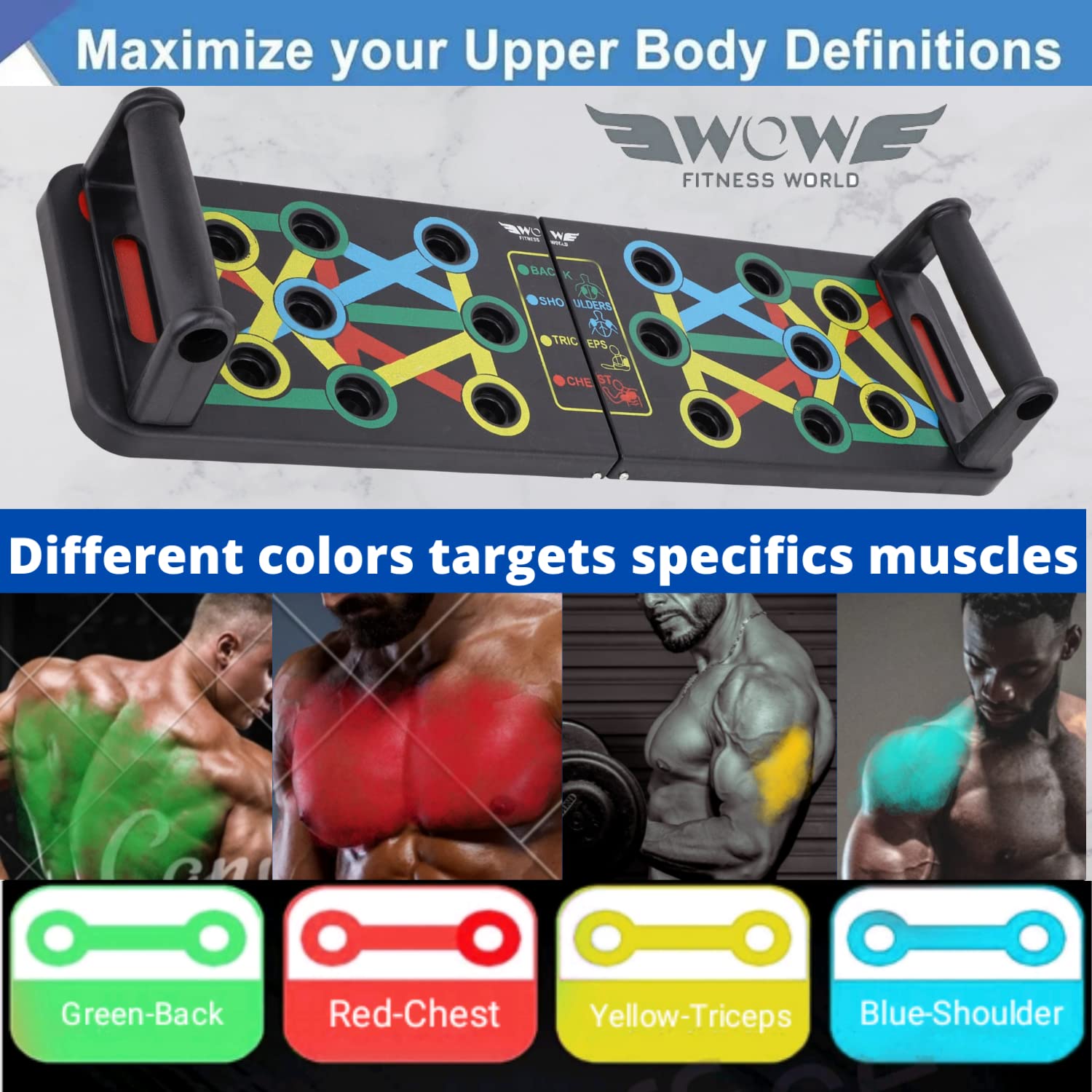 Pushup Board with Ebook training guide(Downloadable) -15 in 1 Pushup Board for Men & Women - Foldable Push-up Board and Push up bar System - Push up Board for Men - Flex Board (PUSH UP BOARD COMBO) image 3