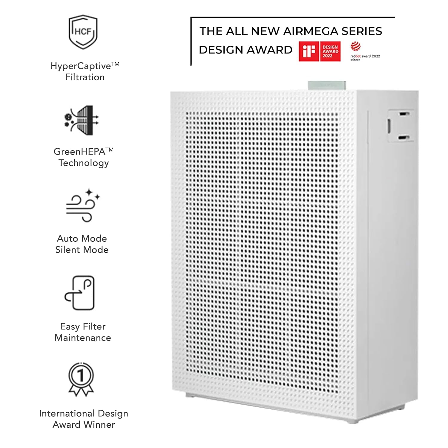 Coway Airmega 150 (Ap-1019C) Air Purifier For Home,Longest Filter Life 8500Hrs (Approx. 1.5-2 Yrs),Anti-Virus True Hepa Filter (H13),Kills Allergies,Virus,Germs & Pm 0.01 With 99.999% Efficiency,White image 4