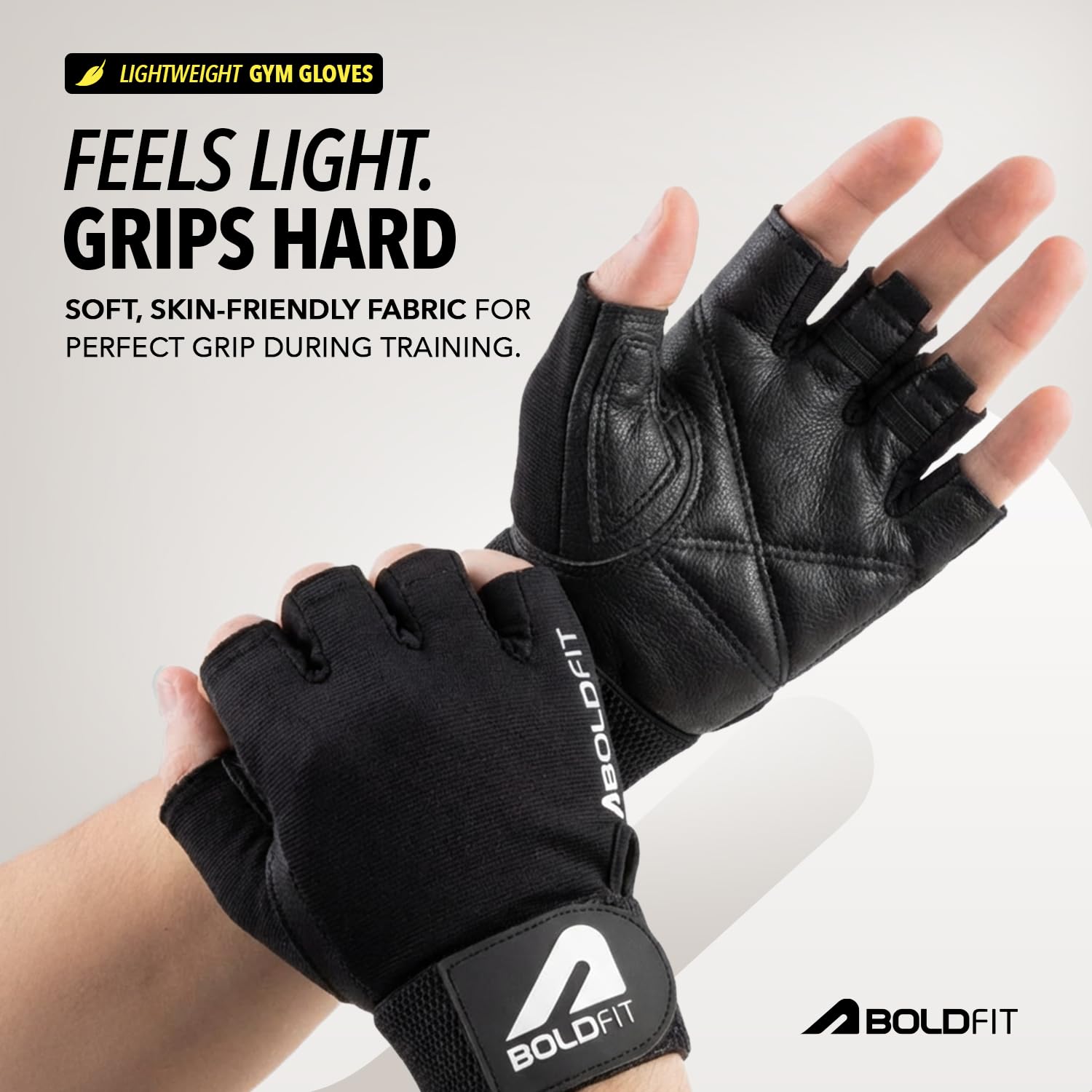 Boldfit Gym Gloves for Men Workout Unisex Hand Gloves for Gym for Men & Women with Wrist Support for Weightlifting, Workout Comfortable Fit Bike Riding, Cycling Handgloves - Warrior Black image 3