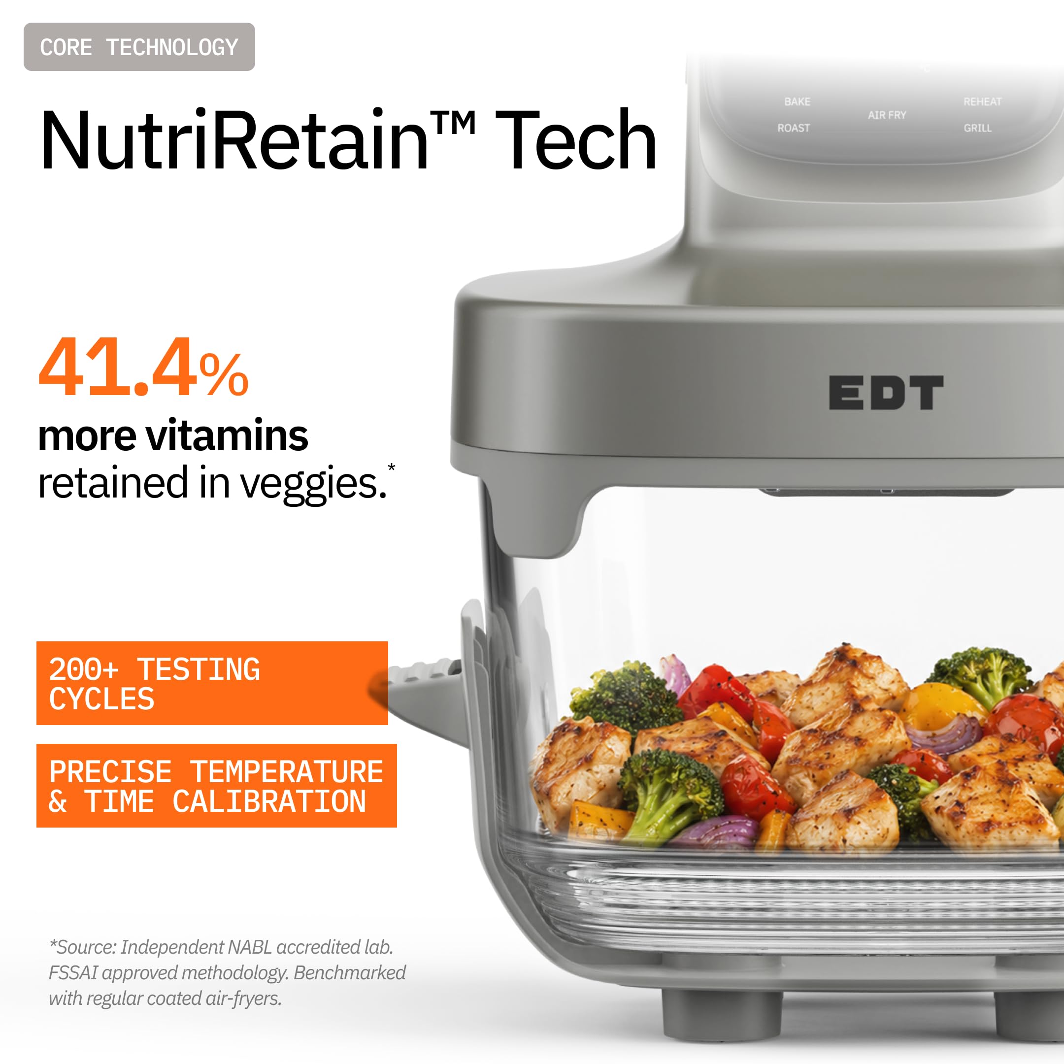 EDT Luma ZERO COATING PureGlass™ Air Fryer Oven | 2.5L + 4.5L Dual Bowl | NutriRetain™ | 6-in-1 Multi Function | 100% Toxin Free No Ceramic, PFAS, PTFE, PFOA | 1500W image 4