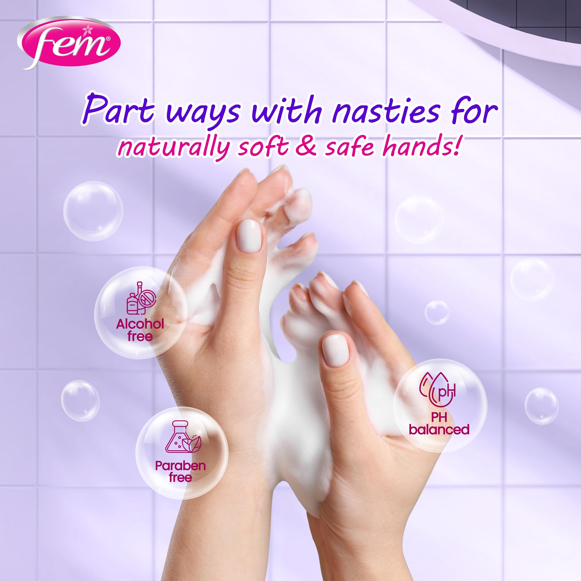 DABUR Fem Fruity Squash Soft & Safe Handwash - 1500Ml | Germ Protection | Enriched With Goodness Of Coconut Milk & Vitamin E | Long Lasting Fragrance image 3