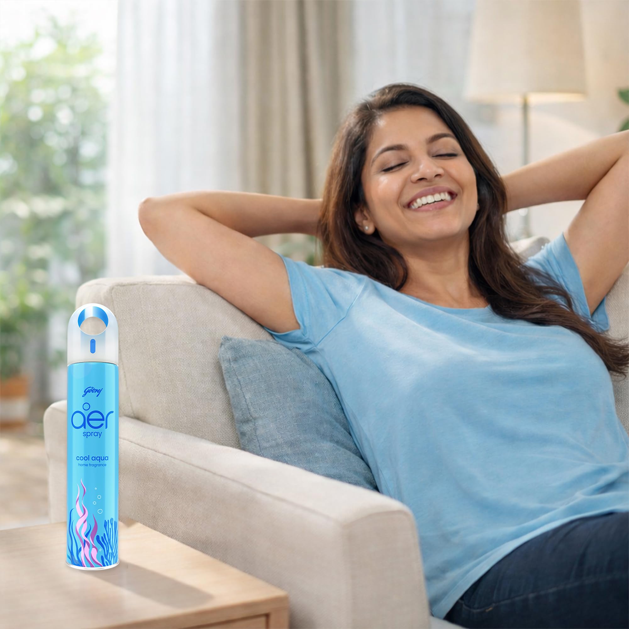 Godrej aer Spray | Room Freshener for Home & Office - Cool Aqua (200 ml) | Long-Lasting Fragrance image 5