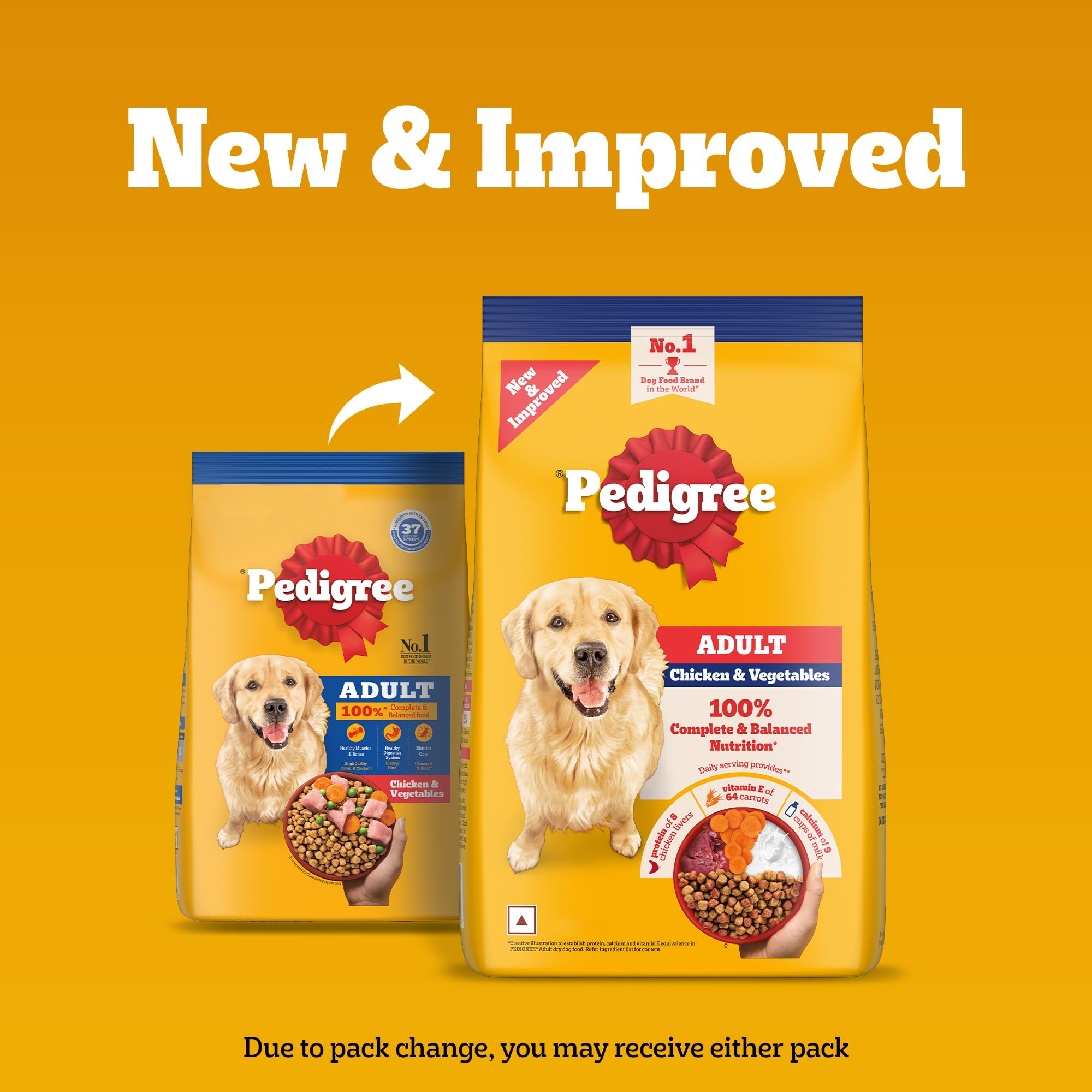 Pedigree Adult Dry Dog Food, Chicken & Vegetables, 3 kg, Contains 37 Essential Nutrients, 100% Complete & Balanced Food for Adult Dogs image 2