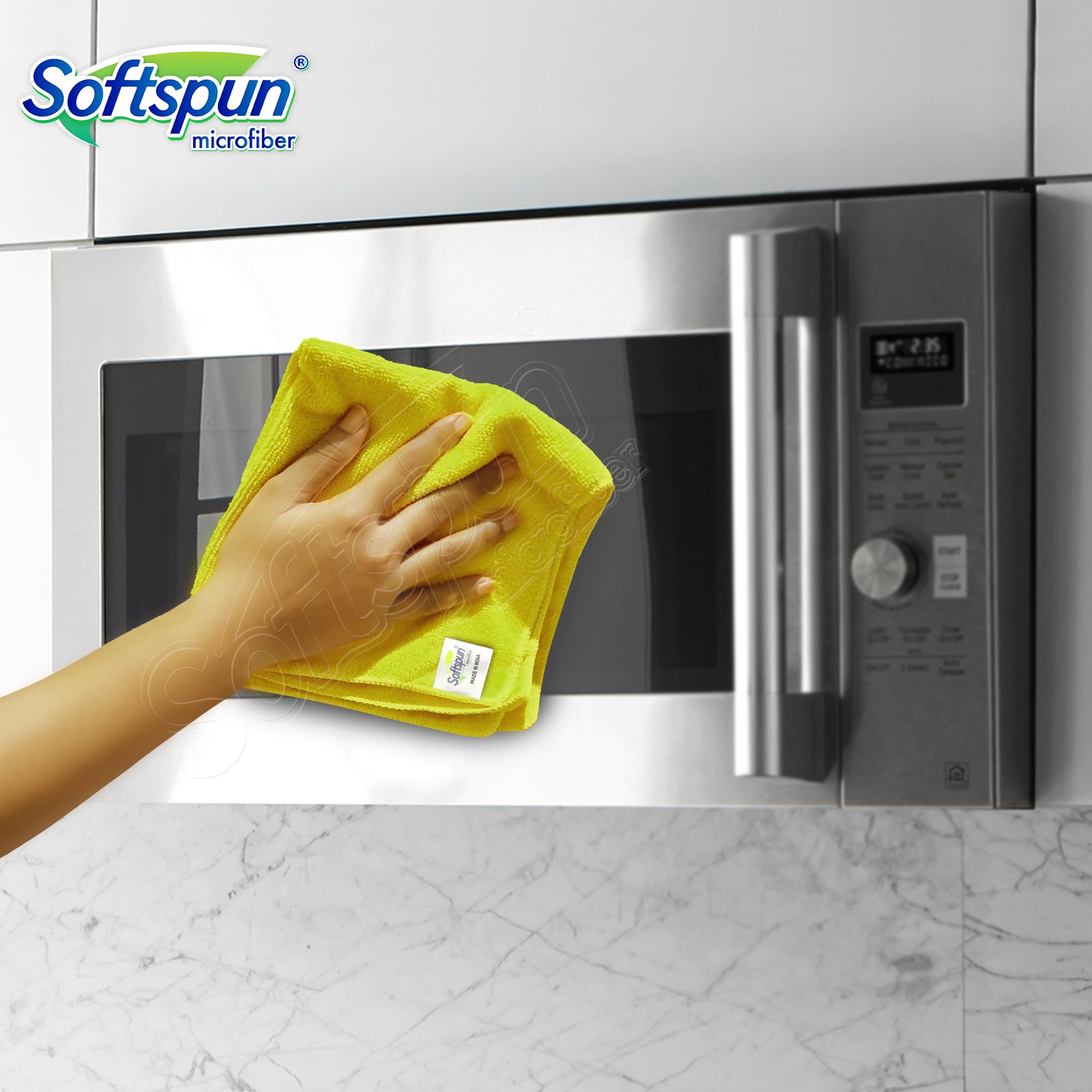 SOFTSPUN Microfiber Cleaning Cloths, 12pcs 30x30cms 220 GSM Multi-Colour! Highly Absorbent Lint and Streak Free Multi -Purpose Wash Cloth for Kitchen Window Stainless Steel Silverware. image 4