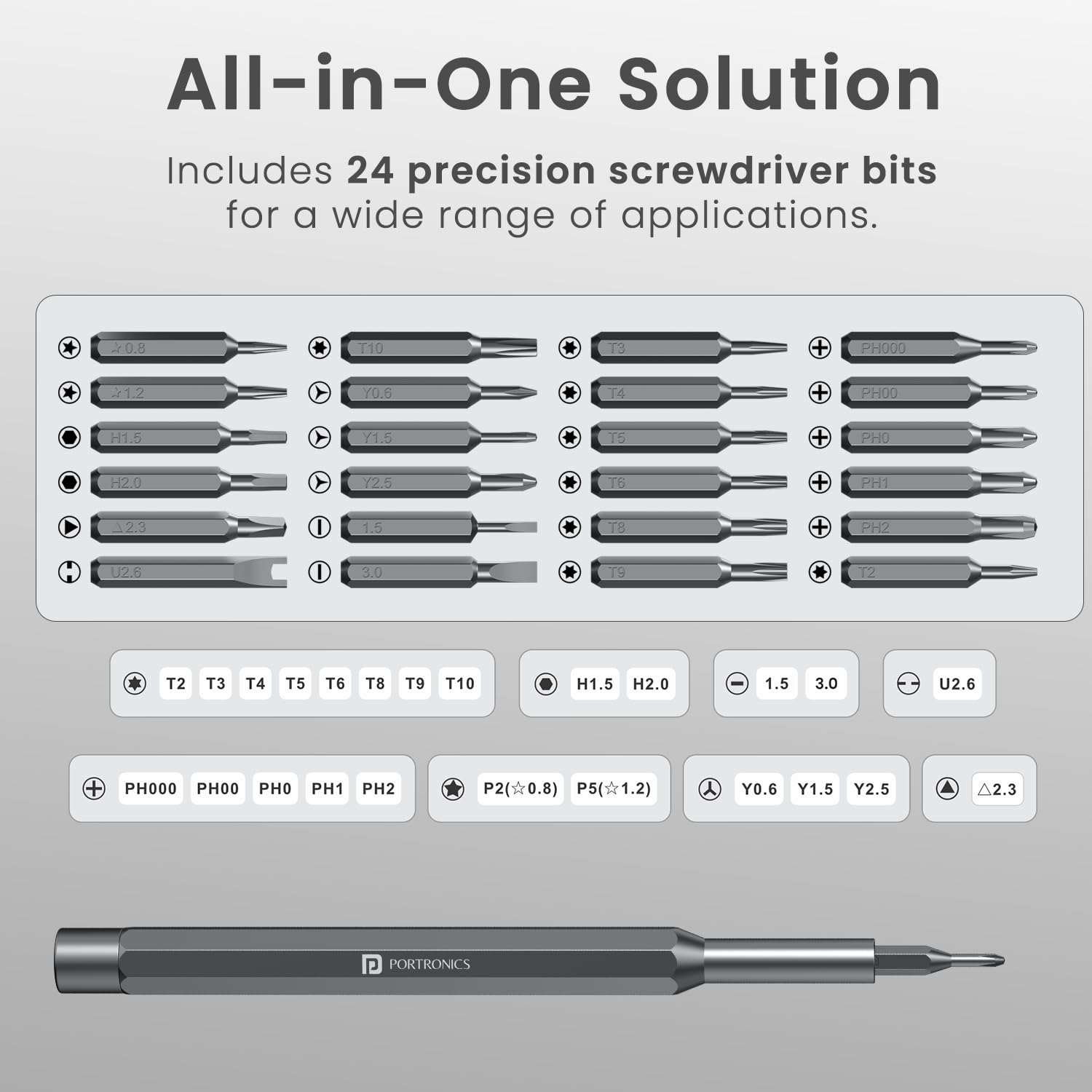 Portronics Bit Box,24-in-1 Screwdriver Kit,Compact,Durable,and Travel-Friendly Tool Kit with a Magnetic Bit Holder,Perfect for Household&Auto Repair (Black) image 2
