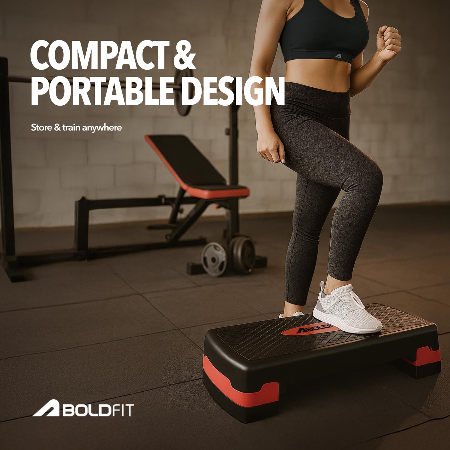 Boldfit Stepper For Exercise Professional Aerobic Step Platform Gym Equipment For Home Workout Adjustable Height Stepper Machine For Exercise At Home Non Slip Platform Step Max Weight 250kg Black image 5