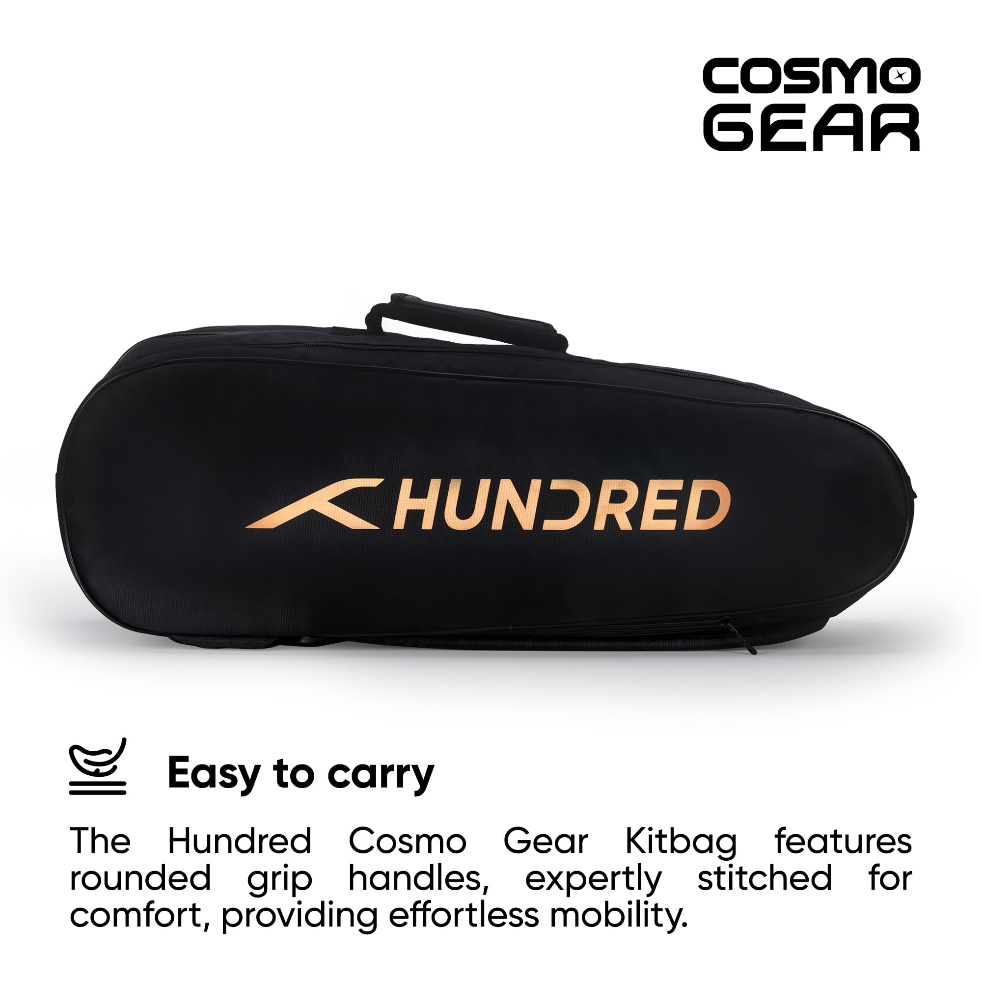 Hundred Cosmogear Badminton Kit-Bag (Black)|Double Zipper|Bag with Front Zipper Pocket, Polyester image 3