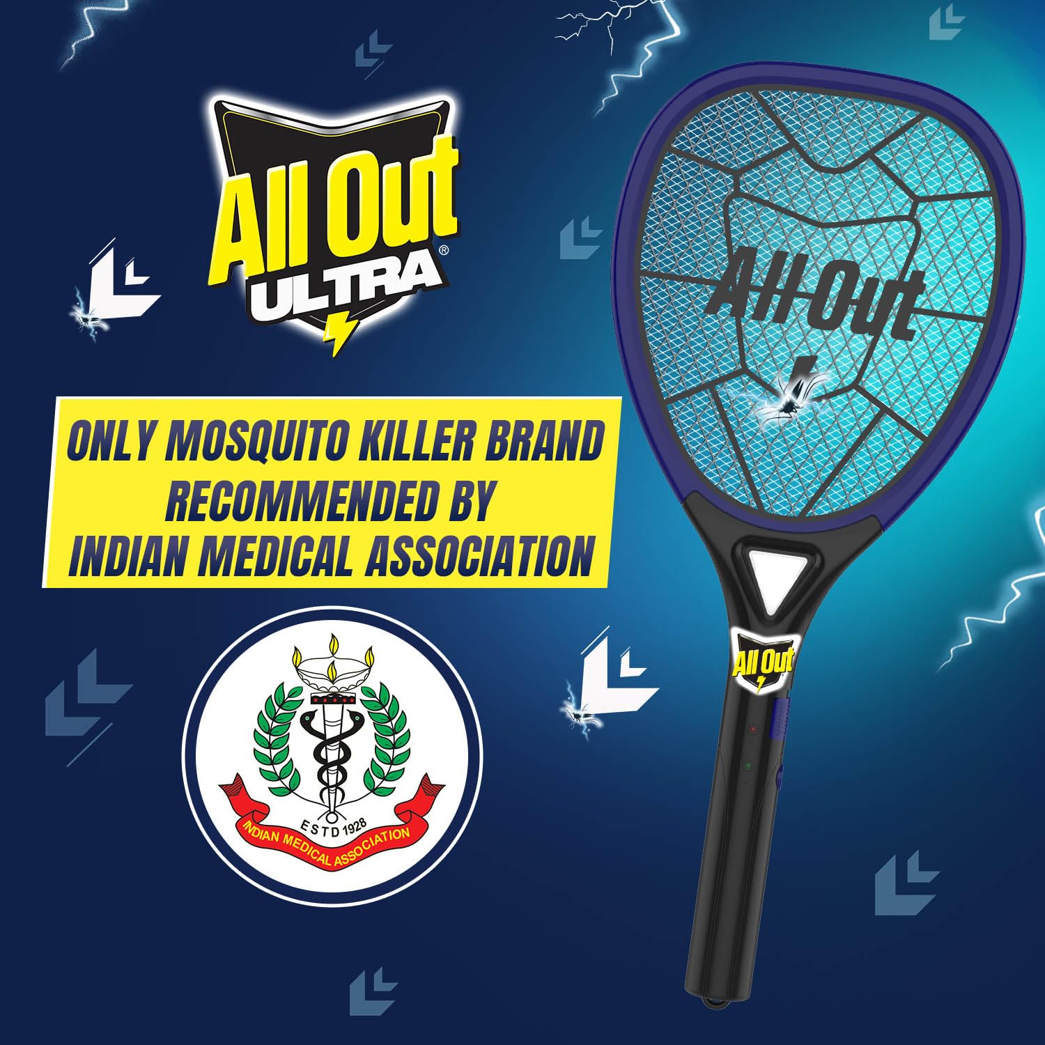 All Out Mosquito Kill Racquet | 2X Faster Charging* | Mosquito Bat | Racket to Kill Mosquitoes Instantly | 6 Months Warranty | Long Lasting Battery | Recommended by Indian Medical Association image 4