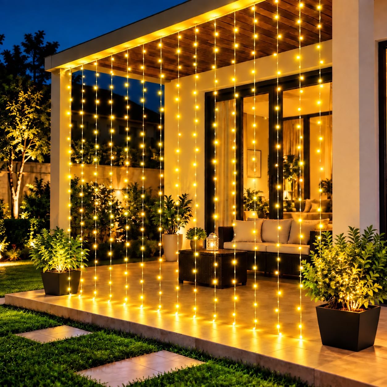 Desidiya 200 LED Waterfall Curtain String Lights 3x2m Warm White