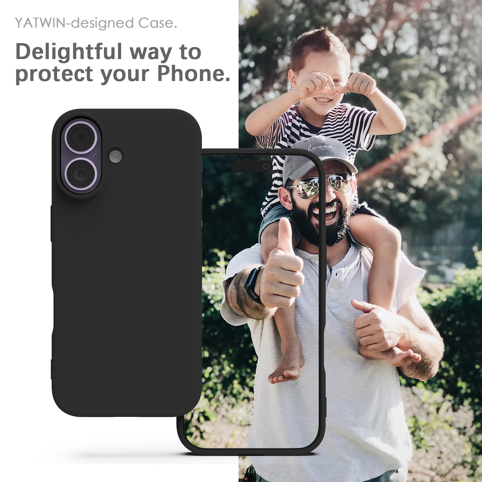 YATWIN Silicone Case for iPhone 17, Soft-Touch, Shockproof, DustProof, Antiskid Phone Cover for Apple iPhone 17 - Black image 2