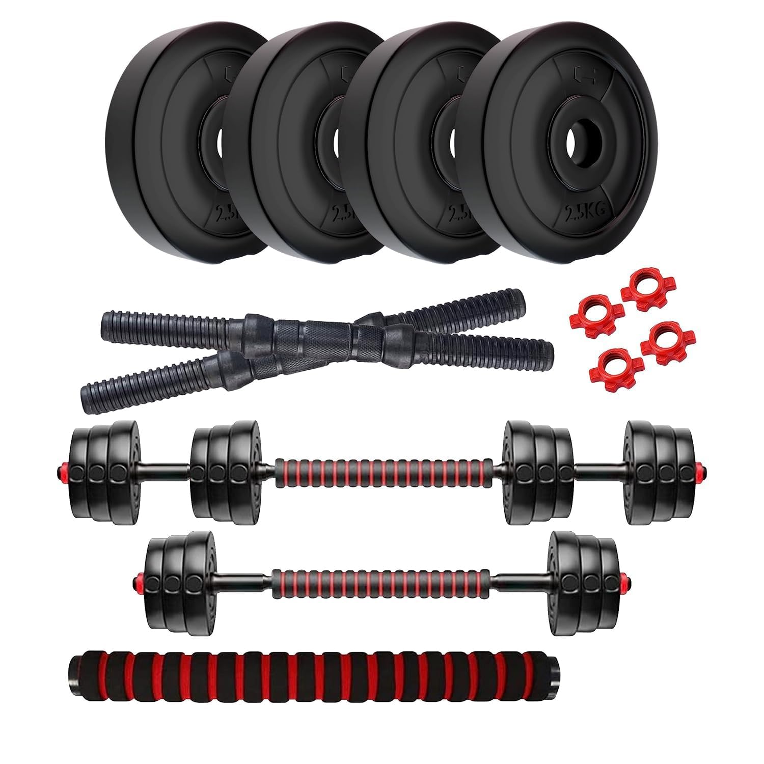 Amazon Brand - Symactive PVC 3-in-1 Convertible Dumbbells Set