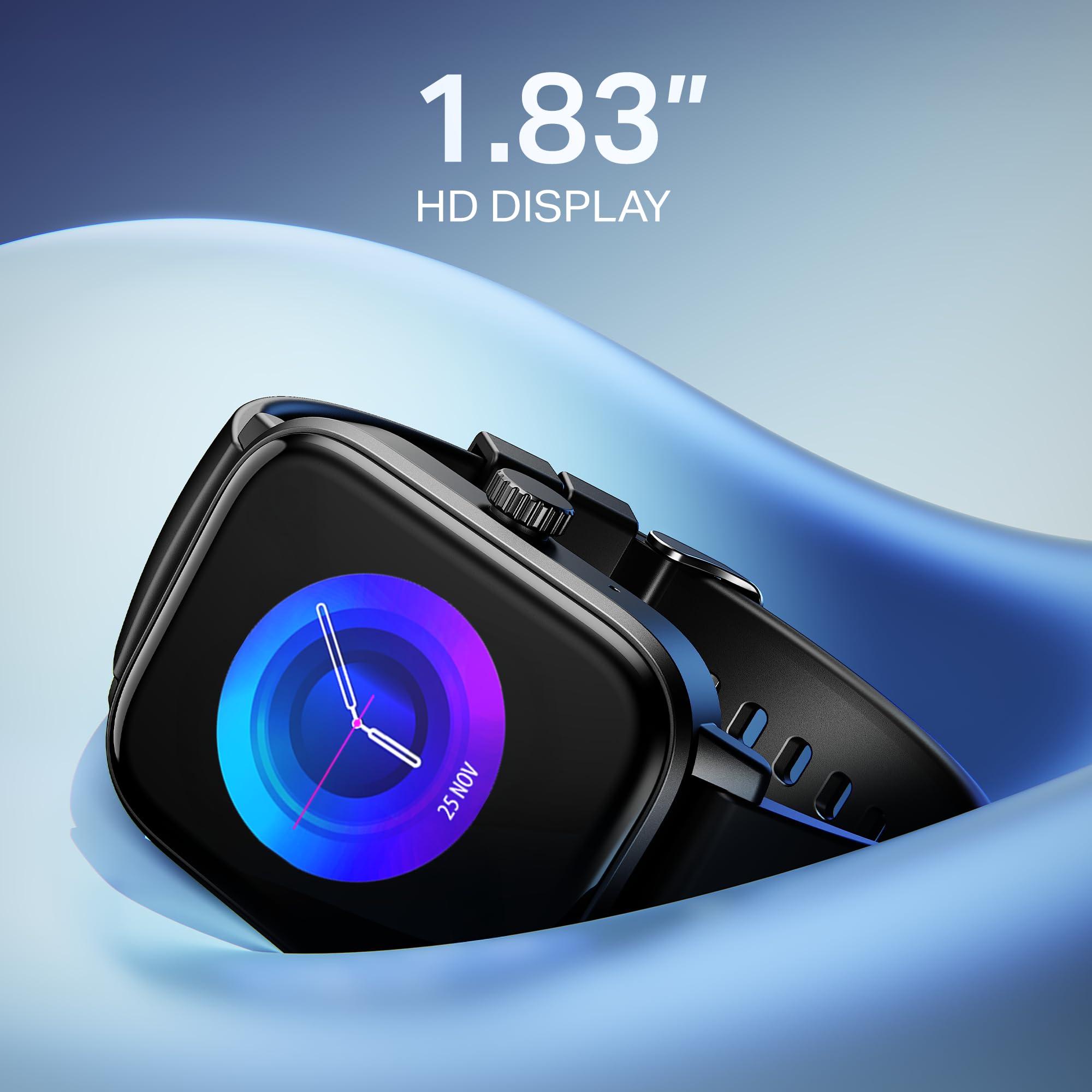 boAt Wave Call 3 Smartwatch 1.83” HD Display with Animated Watch Faces; BT Calling, Functional Crown, Multiple Sports Modes, IP68, HR, SpO2 Monitor, Smart Watches for Men & Women (Bold Black) image 2