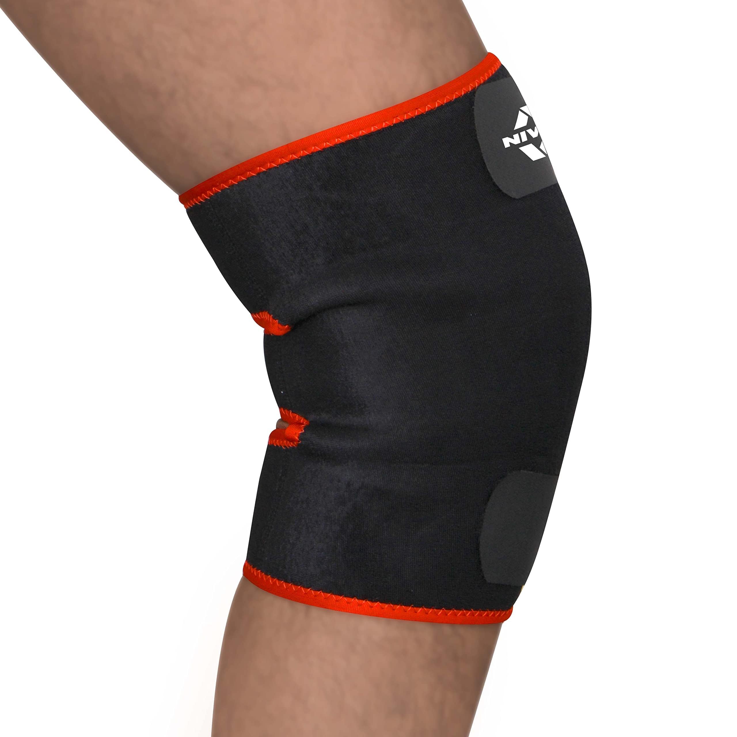 Nivia Adjustable Knee Support for Men & Women, Comfortable Compression Sleeve with Velcro Strap, Ideal for Sports, Gym, Running, Fitness & Joint Protection, Black/Red (Single Piece) image 4