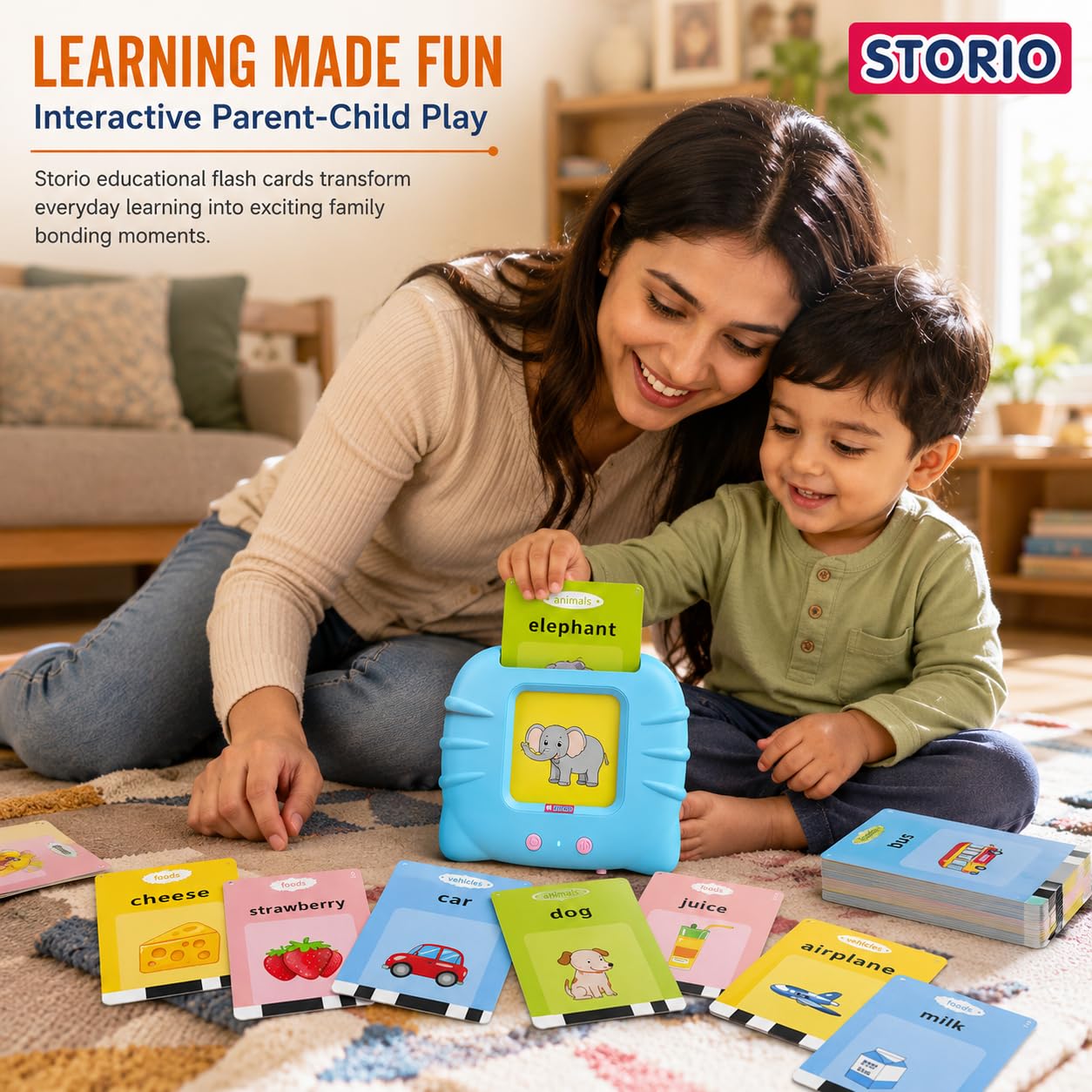 Storio Montessori Talking Flash Cards for Kids 2-5 Years | Rechargeable Educational Learning Toy for Toddlers | Cognitive Language Skills Builder for Boys & Girls | Sound Flashcard Device for Babies image 2