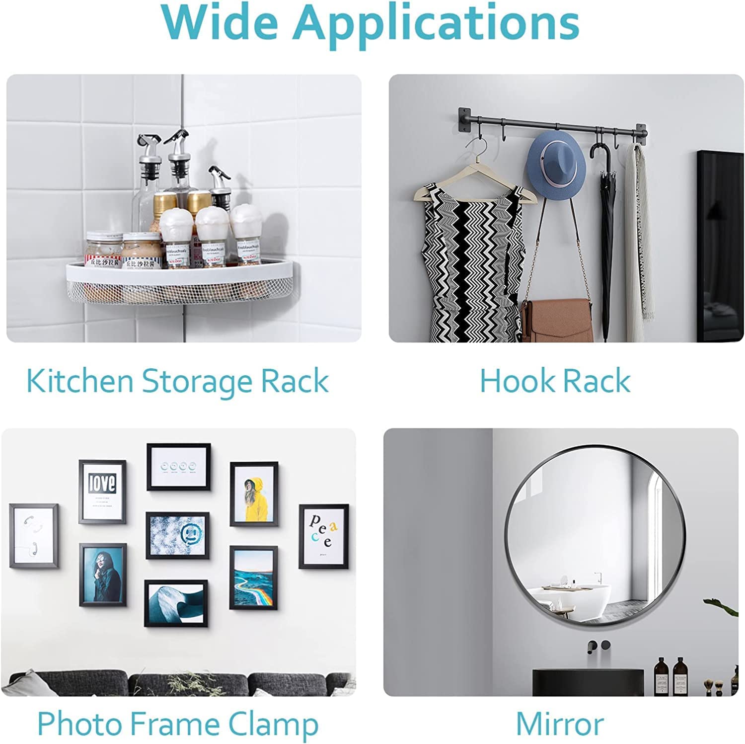 JIALTO Wall Hooks for Hanging Strong, Adhesive Hooks for Wall Heavy Duty, Wall hangings, Kitchen Accessories Items, Sticky Photo Frame Hangers (Pack of 20, Nail Hook) image 3