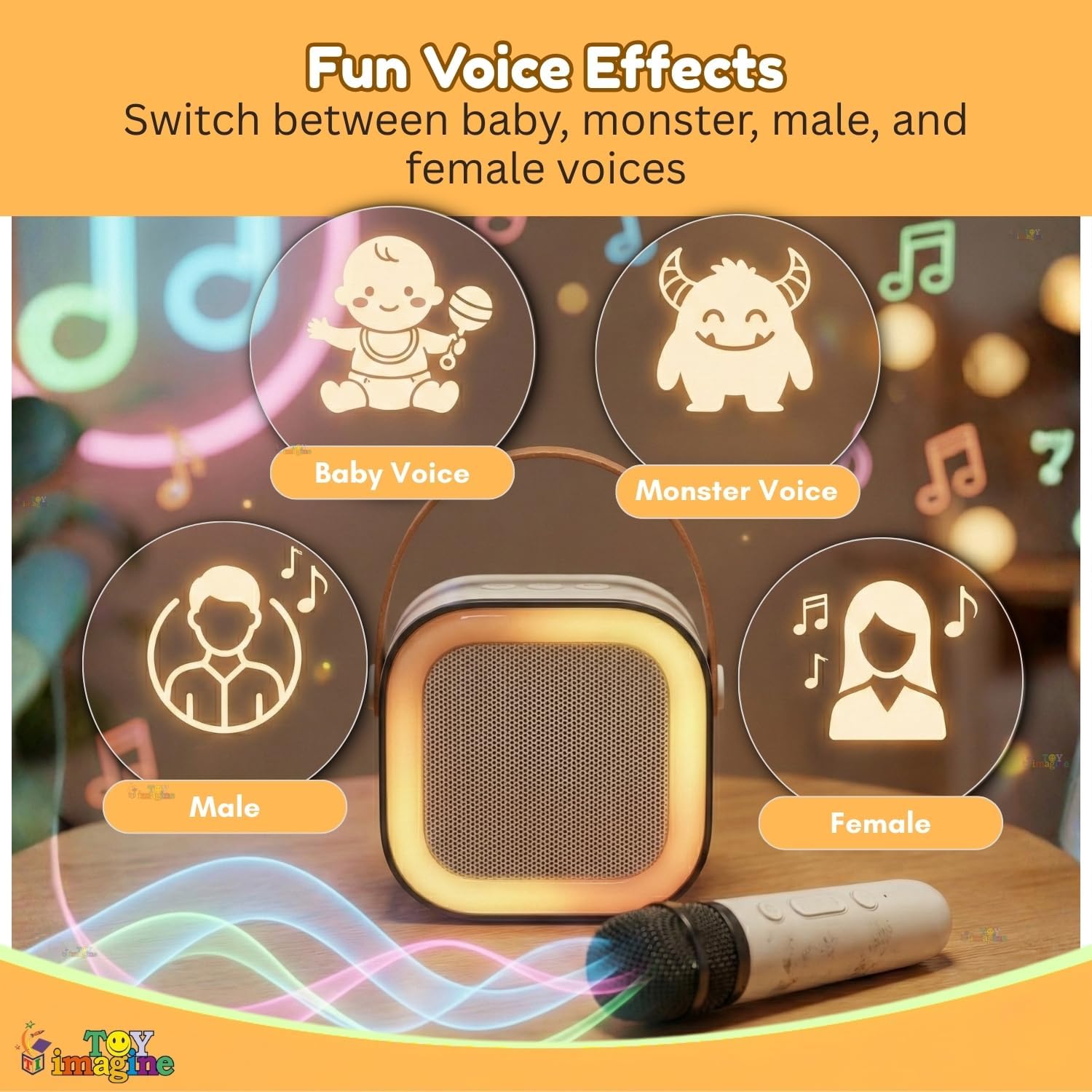 Toy Imagine Rechargeable Karaoke Mic with Speaker | Wireless Mini Portable Bluetooth Mic with RGB LED Lights | Singing Musical Toy & Birthday Gift for Kids, Boys, Girls & Adults image 4