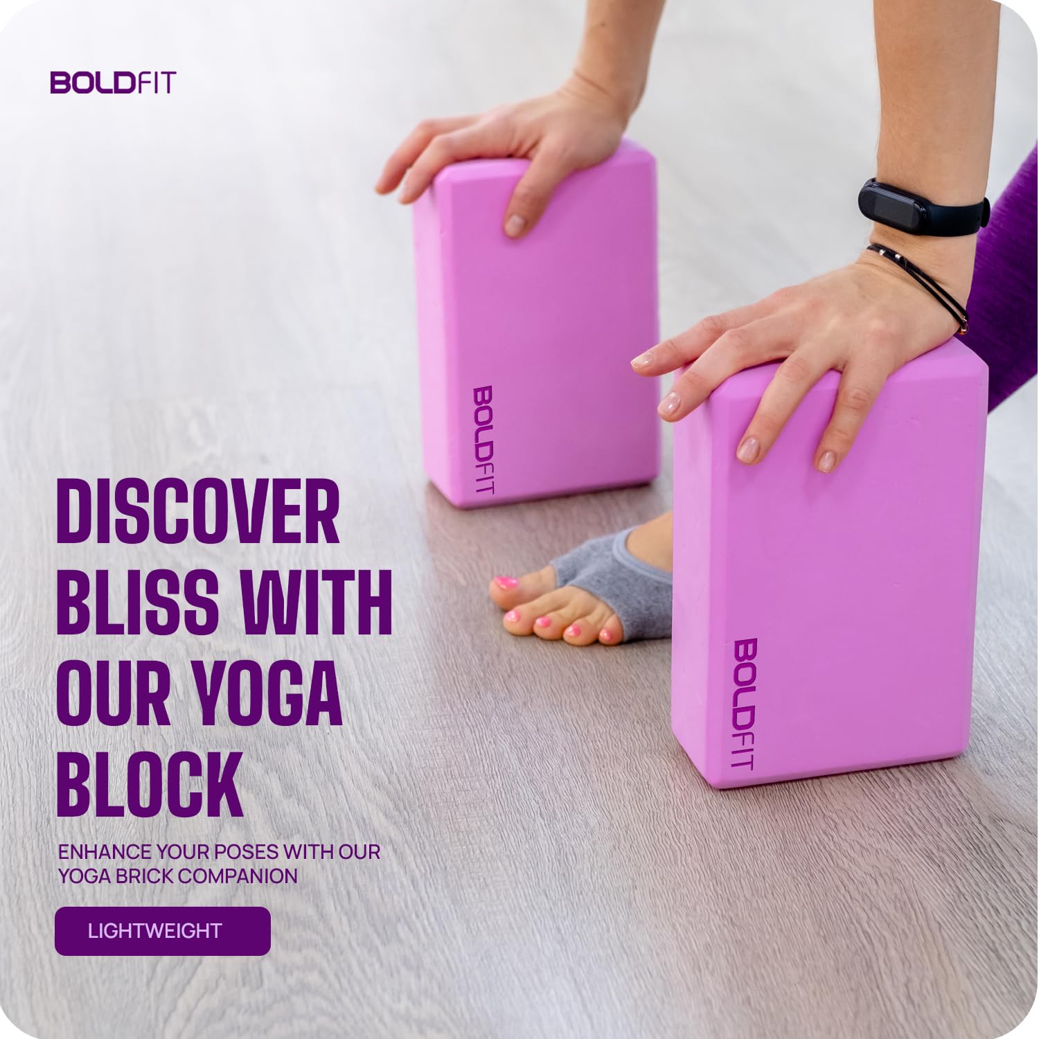 Boldfit High Density Foam Yoga Brick for Stretching & Balancing - Premium Yoga Accessory - Blue image 4