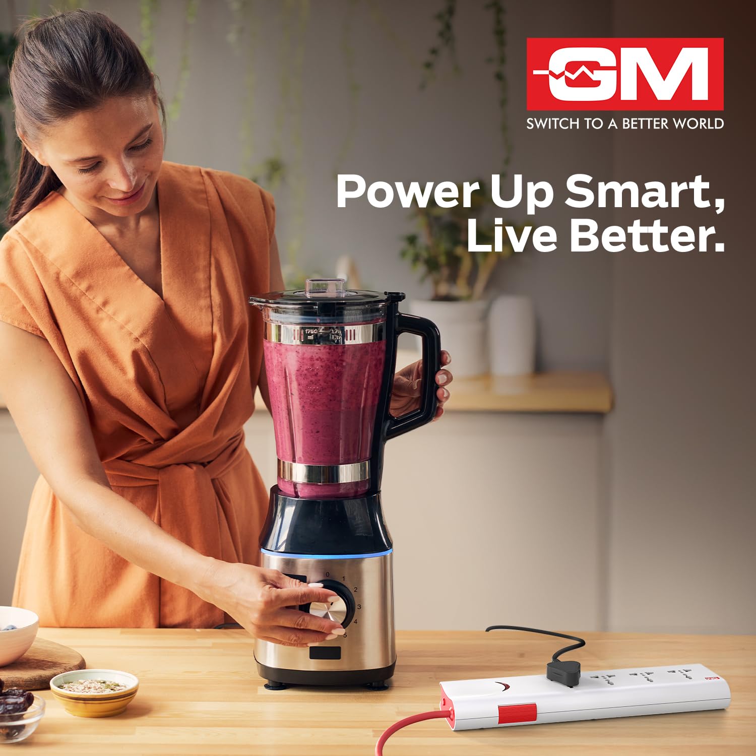 GM 3060 Extension Board 10Amp Output 250 Volts with 2 Mtr Extension Cord & Surge Protector | Master Switch, Safety Shutter, 4 International Sockets | Multi Plug Travel Adapter for Home Appliances image 3