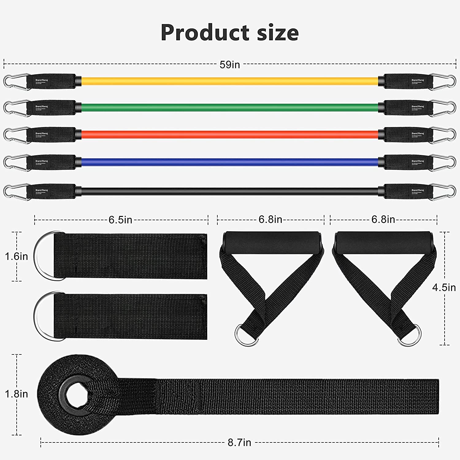 Fashnex Resistance Bands Set for Exercise, Stretching and Workout Toning Tube Kit with Foam Handles, Door Anchor, Ankle Strap and Carry Bag for Men, Women image 3