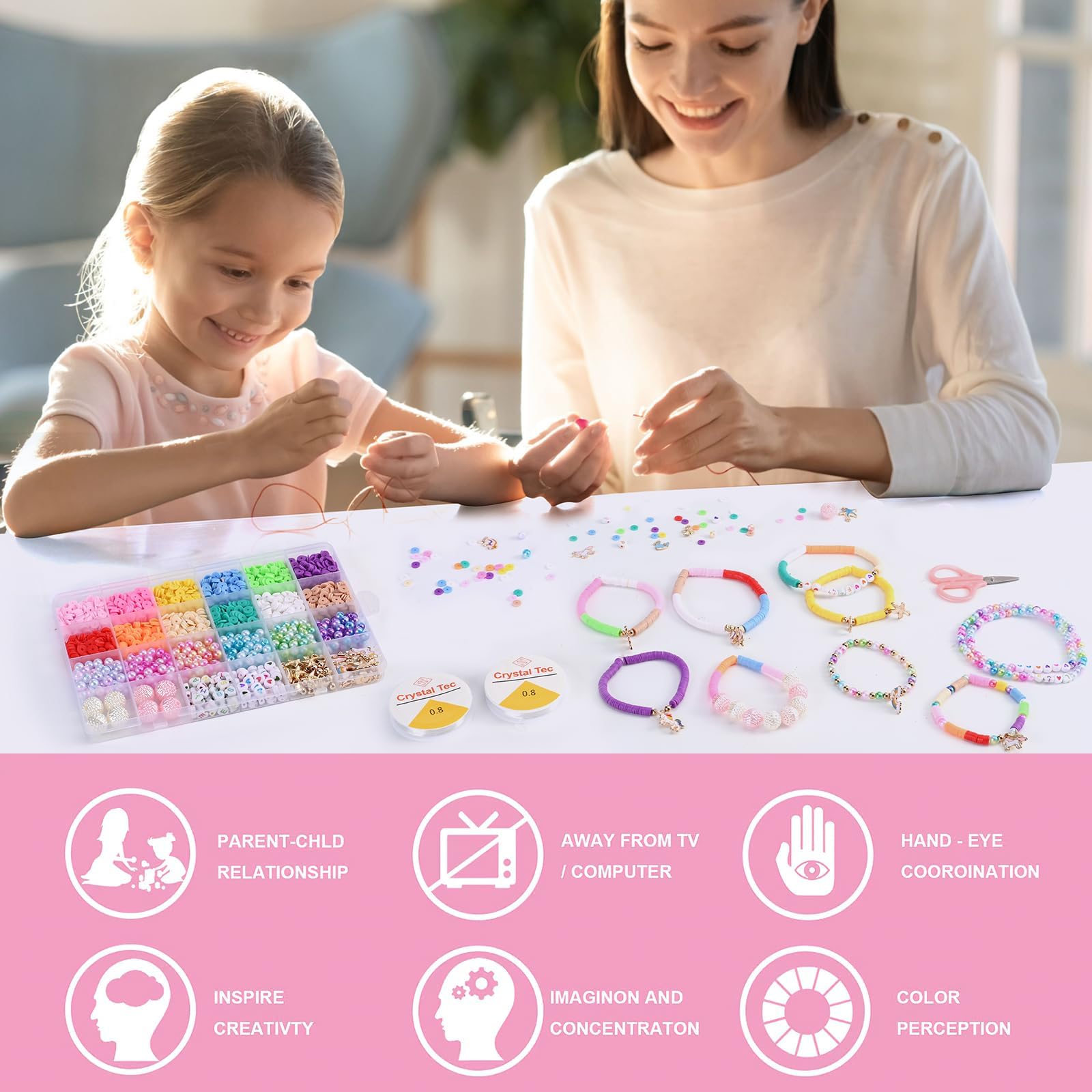 Satmarhz Unicorn Bracelet Making Kit for Girls, Jewellery Making Kit for Kids DIY Bead Set Making, Toys for Girls Age 6-12 Years Old Multicolor image 3