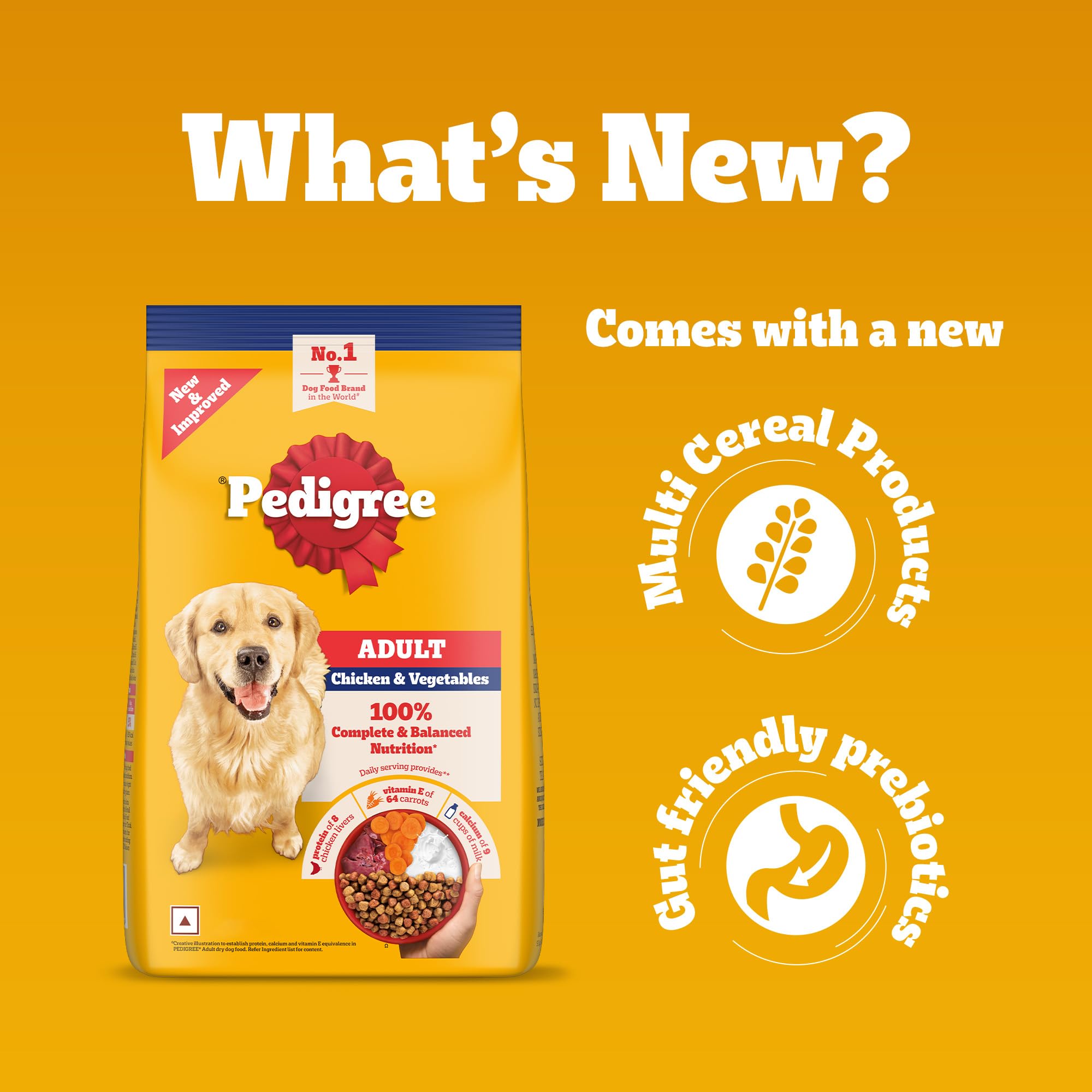 Pedigree Adult Dry Dog Food, Chicken & Vegetables, 3 kg, Contains 37 Essential Nutrients, 100% Complete & Balanced Food for Adult Dogs image 3