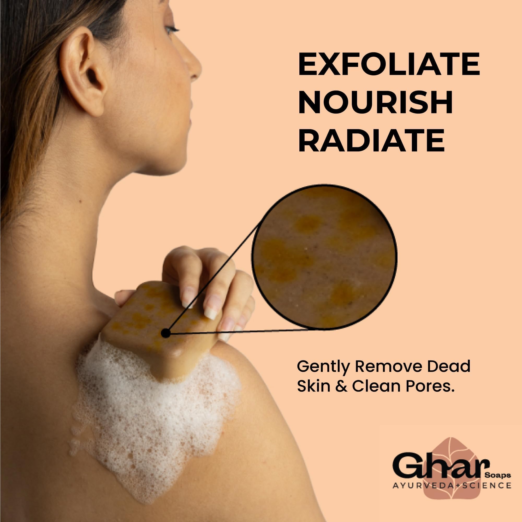 Ghar Soaps Sandalwood & Saffron Magic Soaps For Bath (300 Gms Pack Of 3) | Paraben Free | Chandan & Kesar Bath Soap | Handmade Soaps For Glowing | Skin Brightening Soap For Men & Women image 4