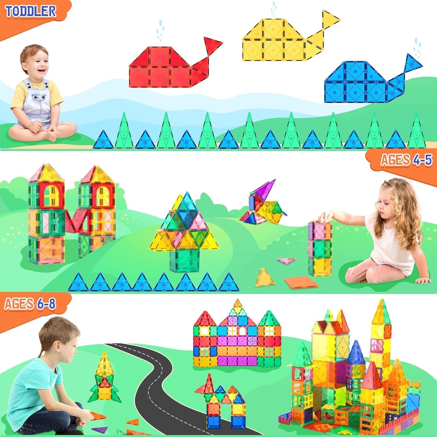 WireScorts® Magnetic Tiles for Kid, Magnetic Building Blocks for Kids 3 4 5 6 7 8 Years, Educational Learning Toys for 2 3 4 5 Year, Magnetic Toys for Kids, Learning Educational Brain Toys - 26Pcs image 3