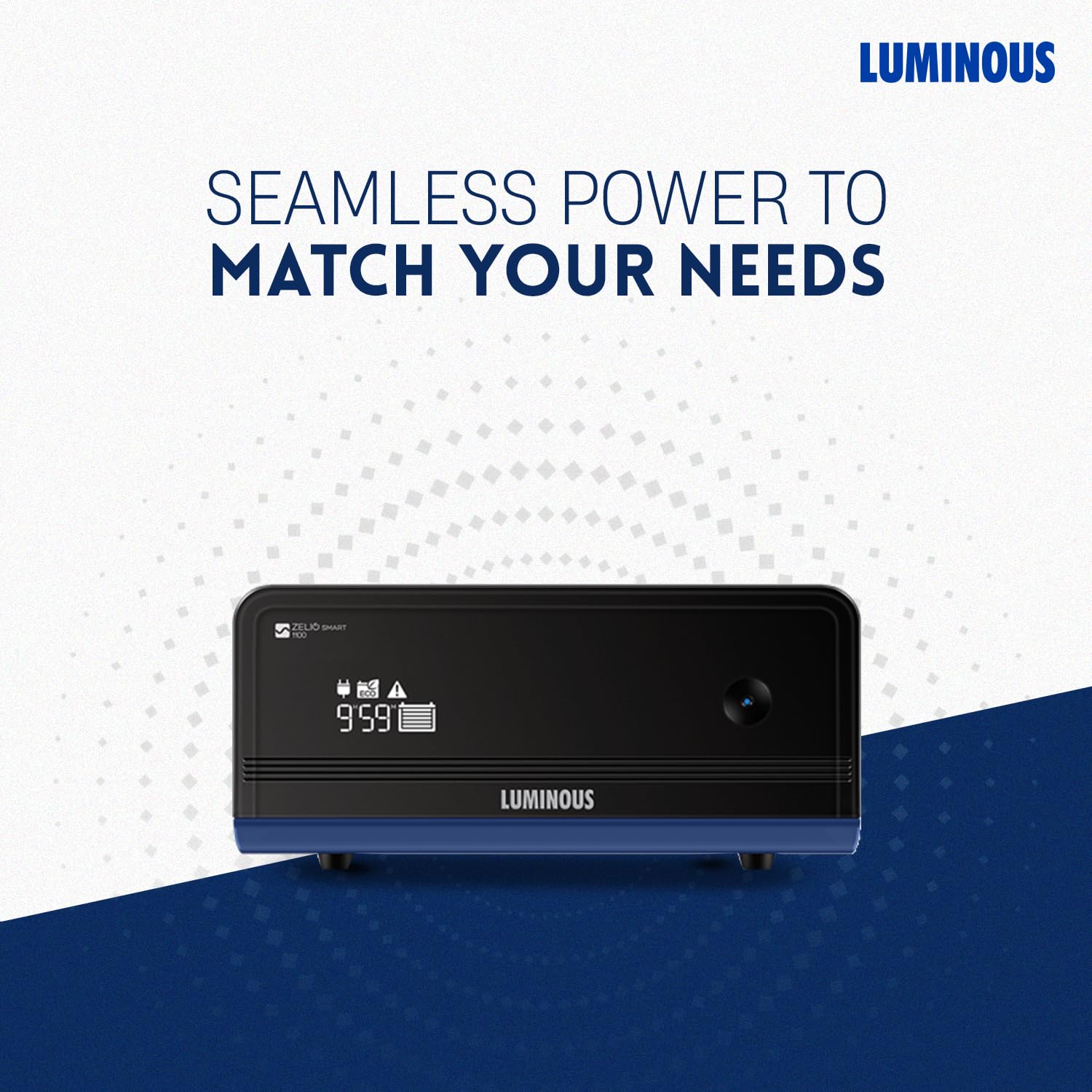 Luminous Zelio+ 1100 Inverter for Home, Office & Shops | 900VA/12V Pure Sinewave | Reliable Power Backup | Reliable Power Backup | LCD Display | Easy Installation | with 36 Months Warranty image 2