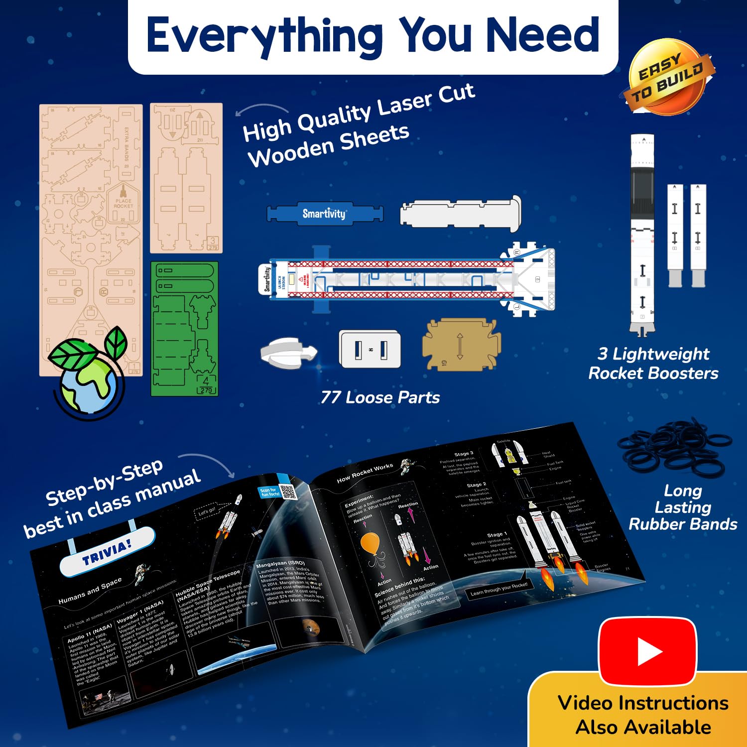 Smartivity DIY Rocket Launcher Kit for Kids 6, 7, 8, 9, 10, 11, 12 Years Old | Build Your Own Rocket and Launcher | Birthday Gift for Smart Kids | DIY Science Toy for Boys & Girls 6-12 Year image 5