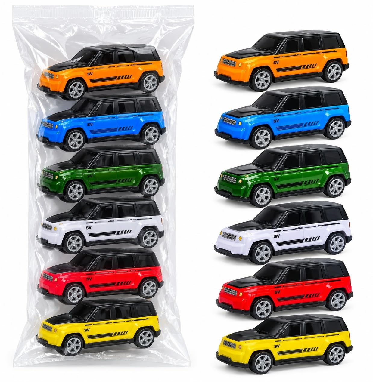 Khasala Brothers® Mini Racing Metal Pull Back Car Set for Kids, 6Pcs High-Speed Friction Powered Vehicles Colorful Toy Cars for Kids (6 G-Wag car)