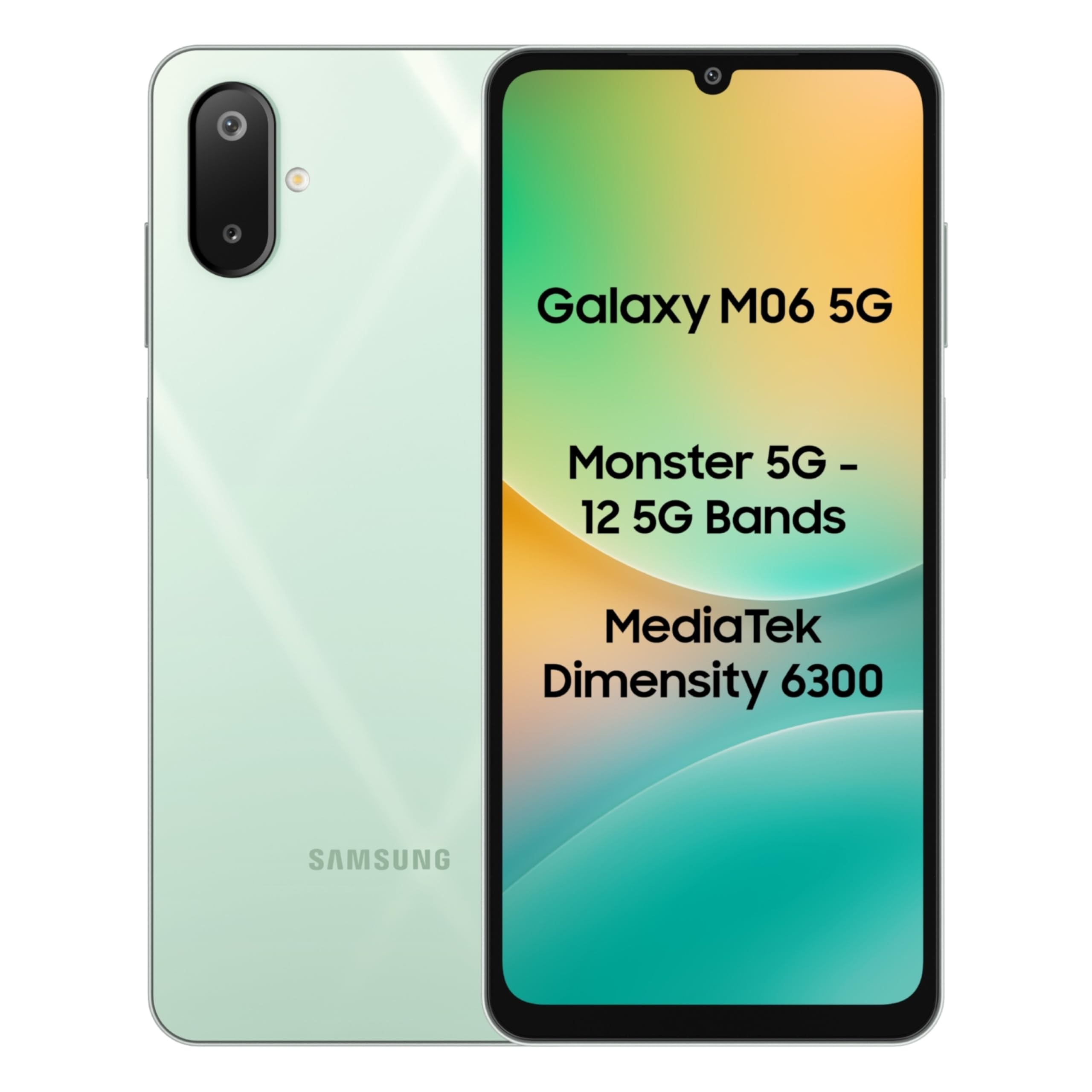 Samsung Galaxy M06 5G Mobile (Sage Green, 6GB RAM, 128GB Storage) | MediaTek Dimensity 6300 | AnTuTu 623K+ | 12 5G Bands | 25W Fast Charging | 4 Gen OS Upgrades | 50MP Camera | Without Charger
