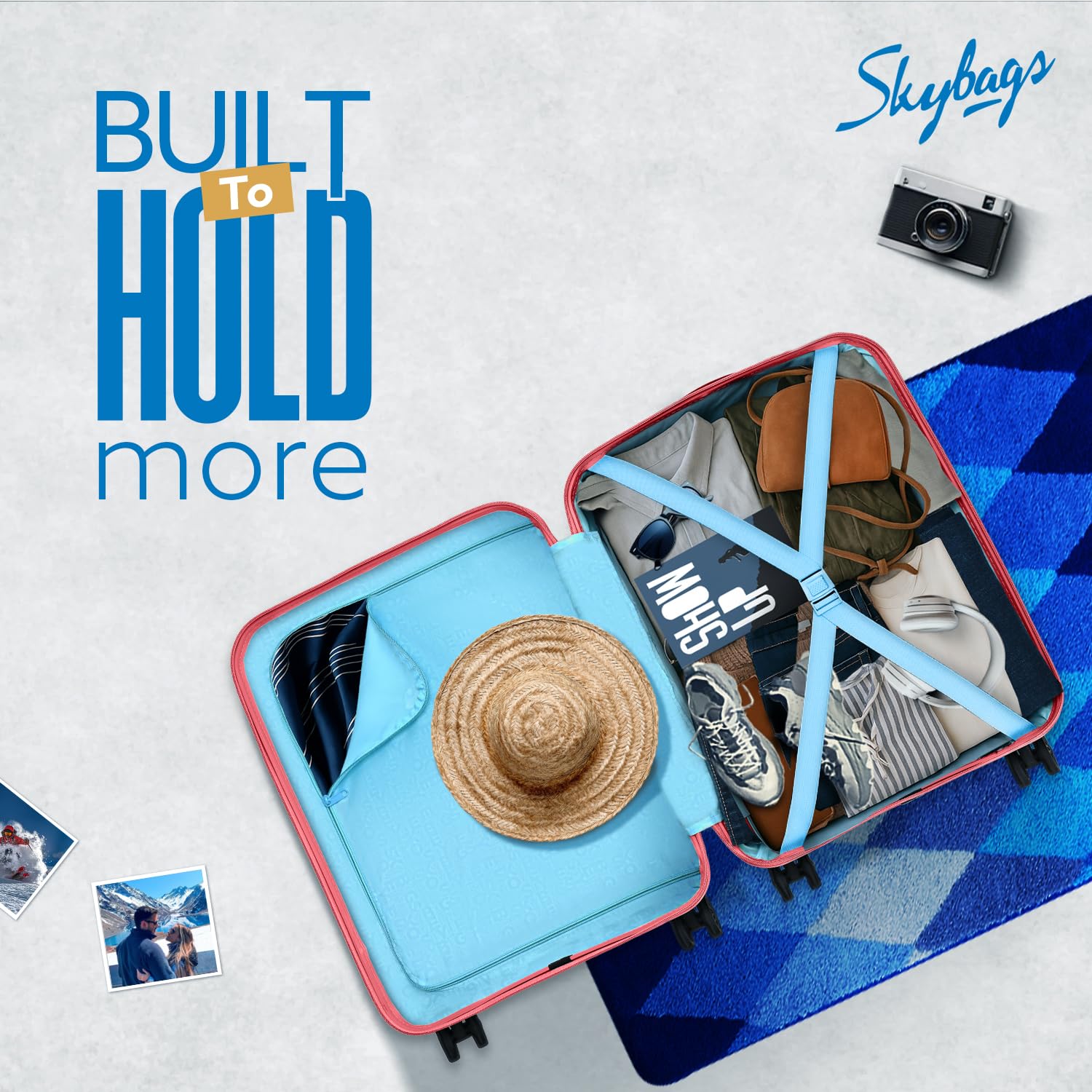 Skybags Streax | Cabin Trolley Bag, 55 Cm, Small Hardside Luggage | 8 Wheels, Combination Lock | Polypropylene | Suitcase for Travel | 5 Year International Warranty | Coral image 5