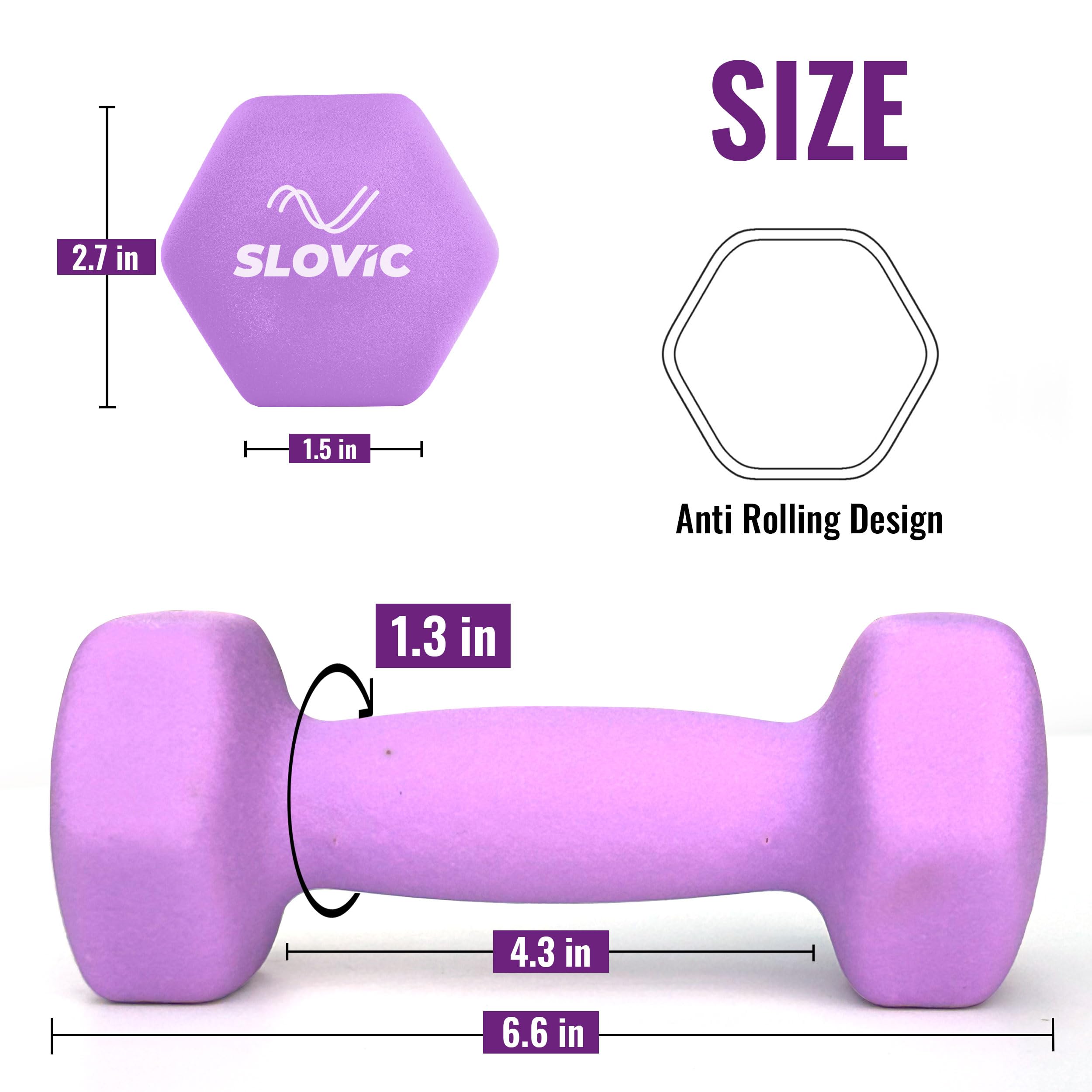 Slovic Dumbbell Set [2 Kg Each] | Neoprene Dumbbells Set for Home Gym | Gym Dumbbells Set for Home Workout | Gym Equipment for Home Workout | Anti-Skied Iron Dumbell | Dumbbells for Women [Purple] image 4