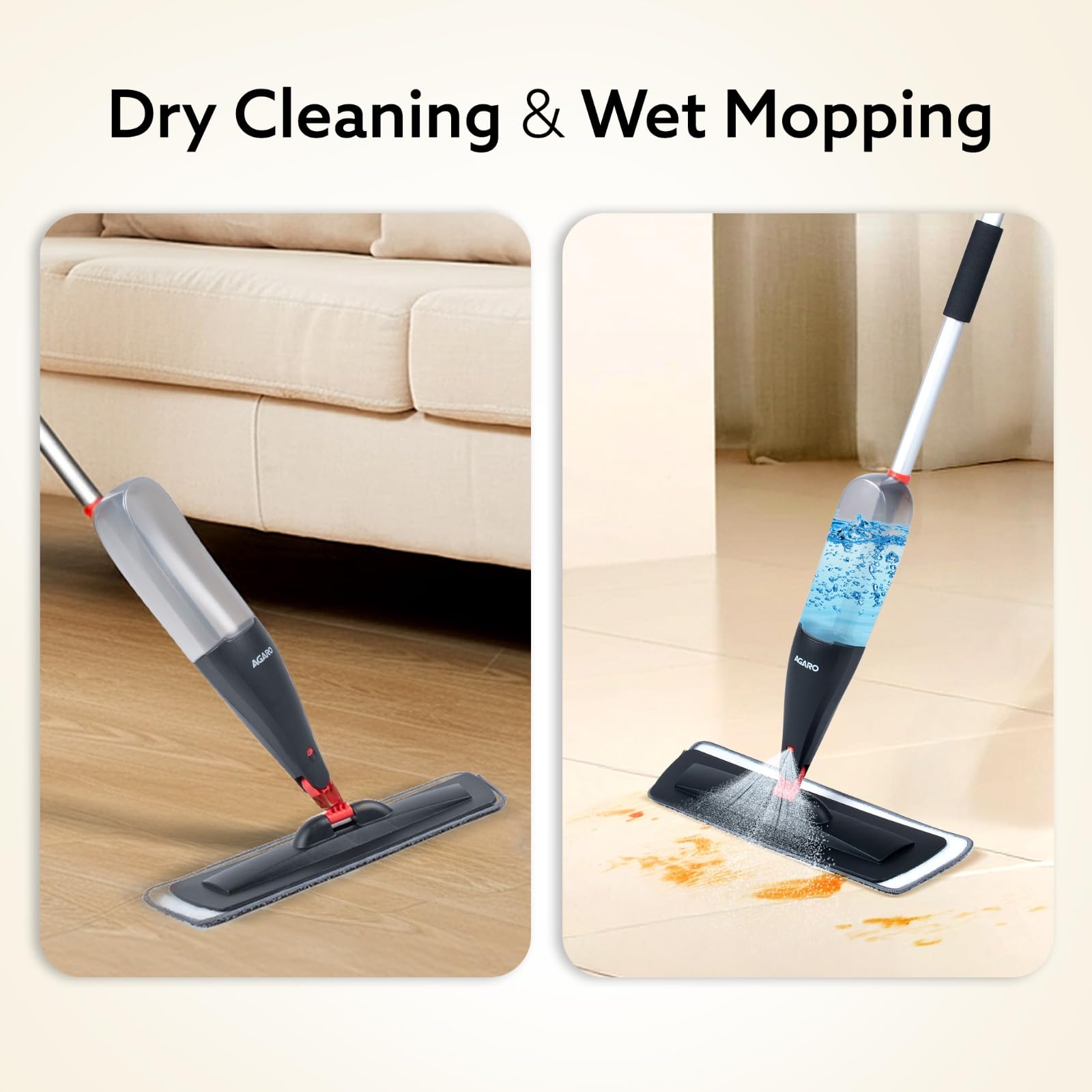 AGARO Delite Spray Mop for Dry and Wet Floor Cleaning with Washable Microfiber Pad - with 800ml Refillable Bottle for Wooden Floor, Hardwood, Marble, Laminate, Ceramic Tiles, and for Dust Cleaning image 2