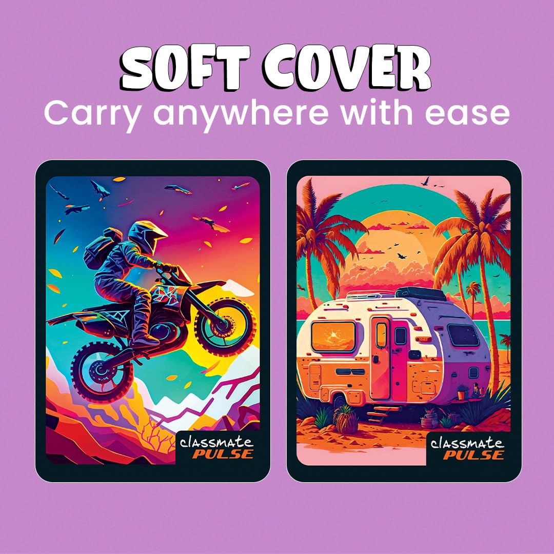 Classmate Pulse Single Subject Spiral Notebook - Pack of 4 | Unruled | 200 Pages | 24.0cm x 18.0cm | Attractive Cover Designs | Soft Cover |Notebooks for College Students image 5