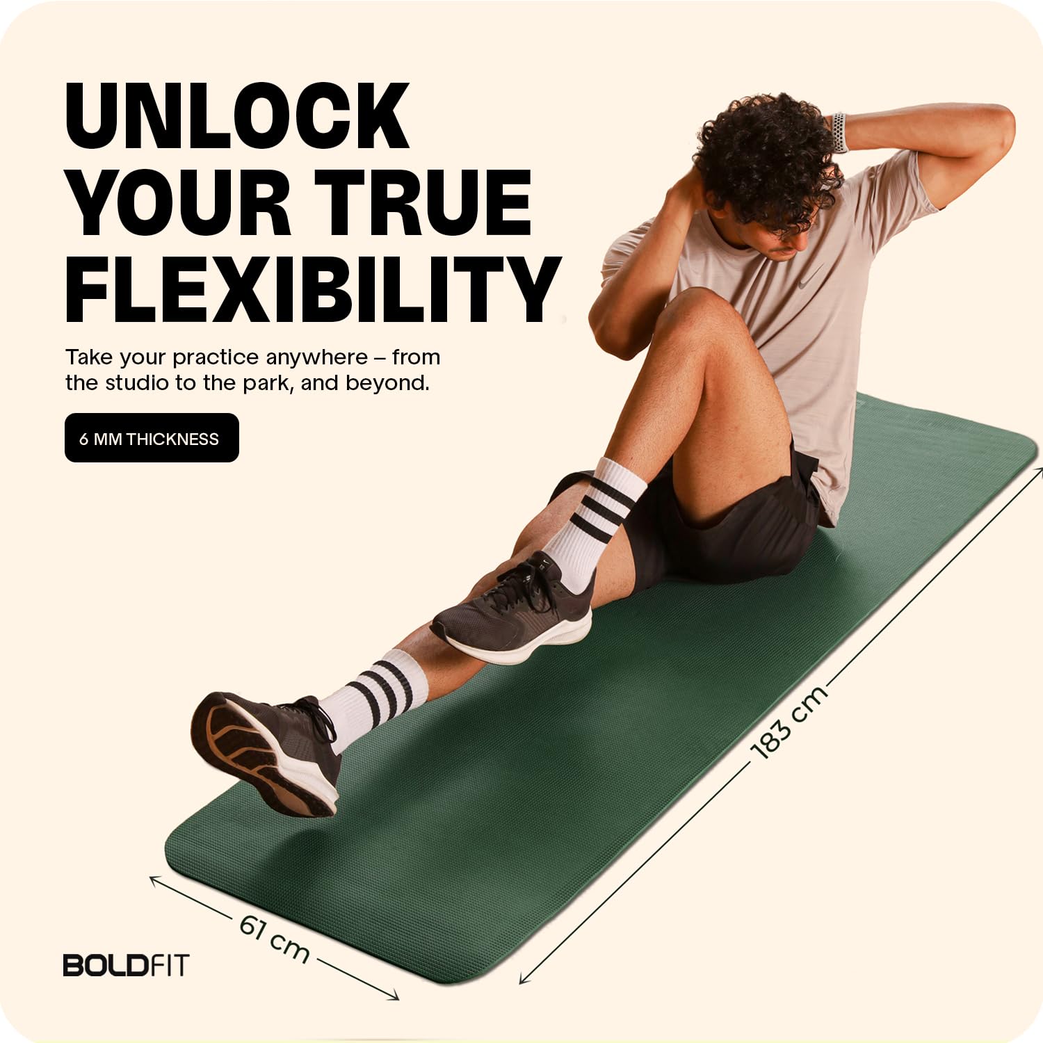 Boldfit Yoga Mats For Kids, Women and Men Exercise For Home, Gym Mat Anti Slip, 6Mm - Eva, Green image 4