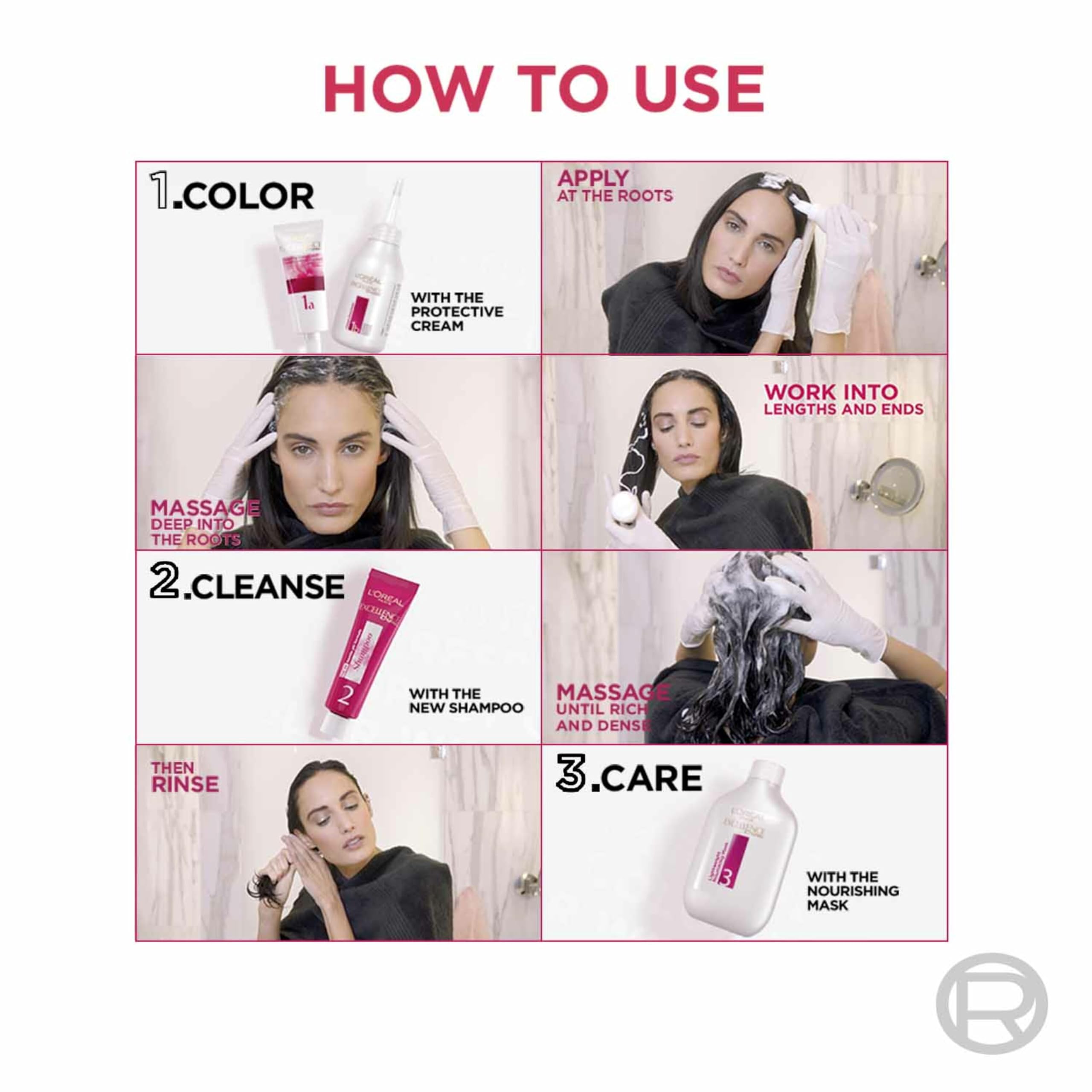 L'Oréal Paris Permanent Hair Colour, Radiant At-Home Hair Colour with up to 100% Grey Coverage, Pro-Keratin, Up to 8 Weeks of Colour, Excellence Crème, 3 Natural Darkest Brown, 72ml+100g image 5