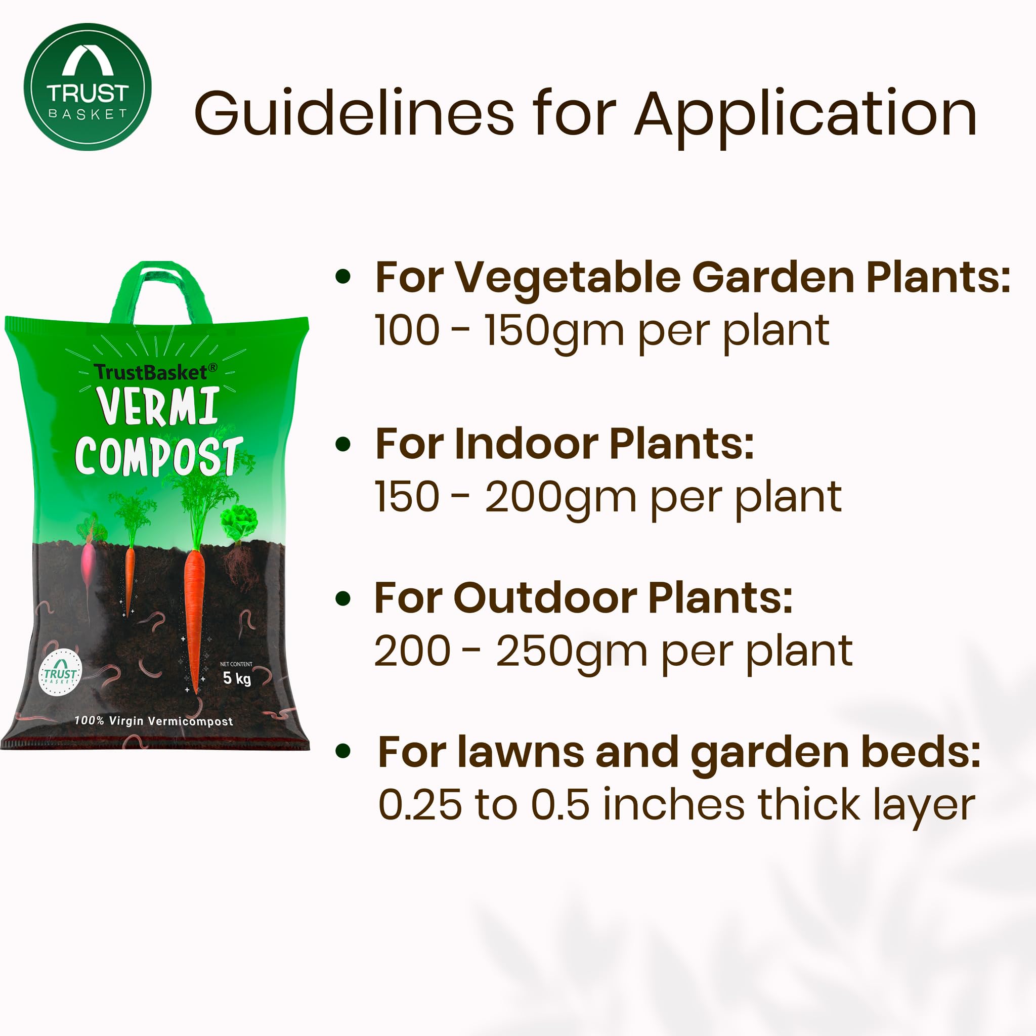 TrustBasket Vermicompost 5kg 100% Natural Organic Fertilizer for Plants | Nutrient-Rich Compost for Home Garden | Improves Plant Health, Water Retention & Soil Quality | Ideal for All Gardening Needs image 5