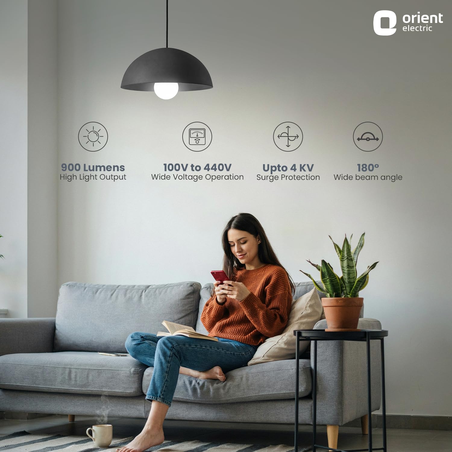 Orient Electric 9W High Glow LED bulb| 180-degree wide beam angle| Voltage surge protection up to 4 kV| 6500K, Cool White| B22d base| Made in India| Pack of 4 image 4