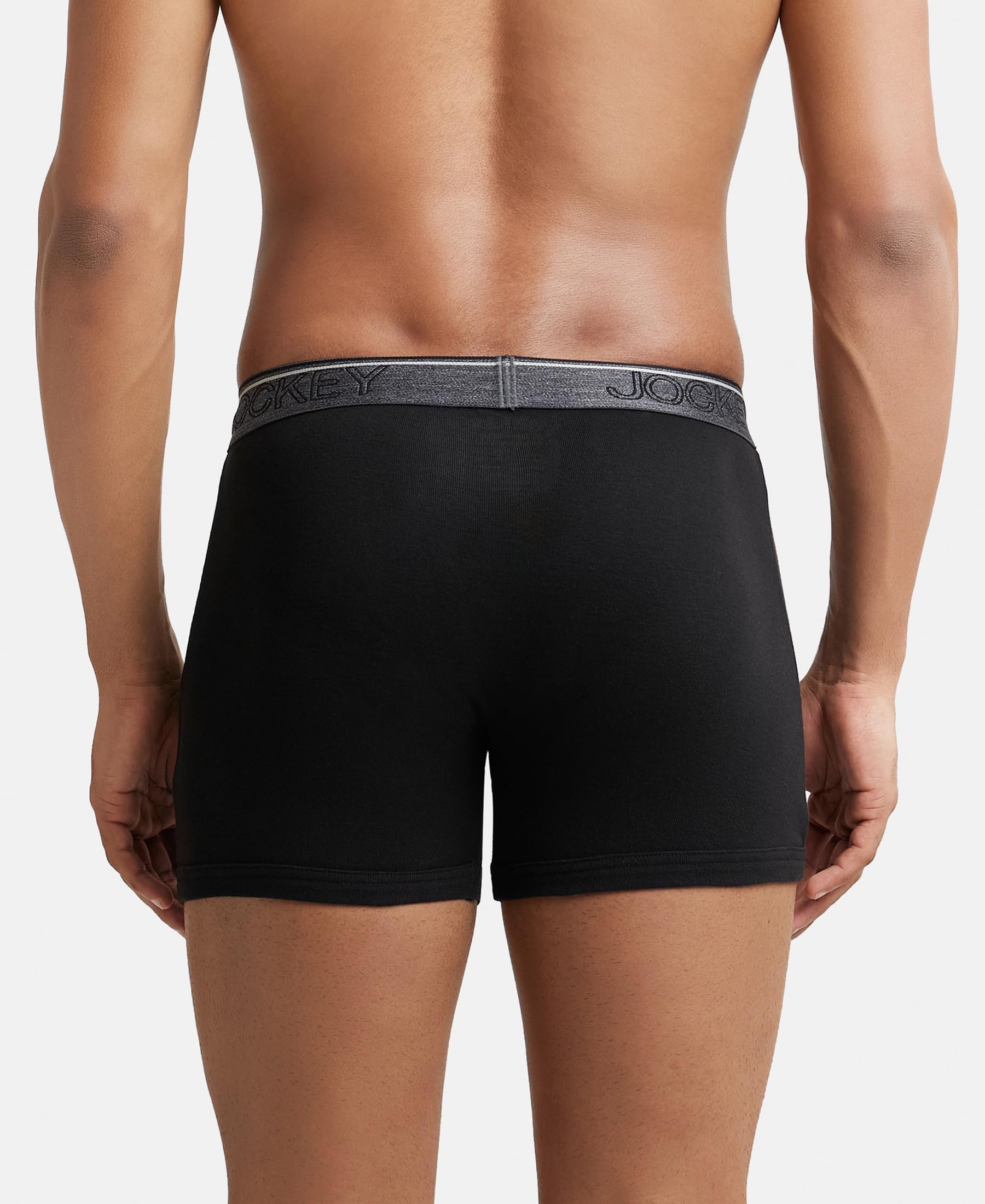 Jockey 8009 Men's Super Combed Cotton Rib Solid Boxer Brief with Ultrasoft Waistband (Pack of 3) image 4