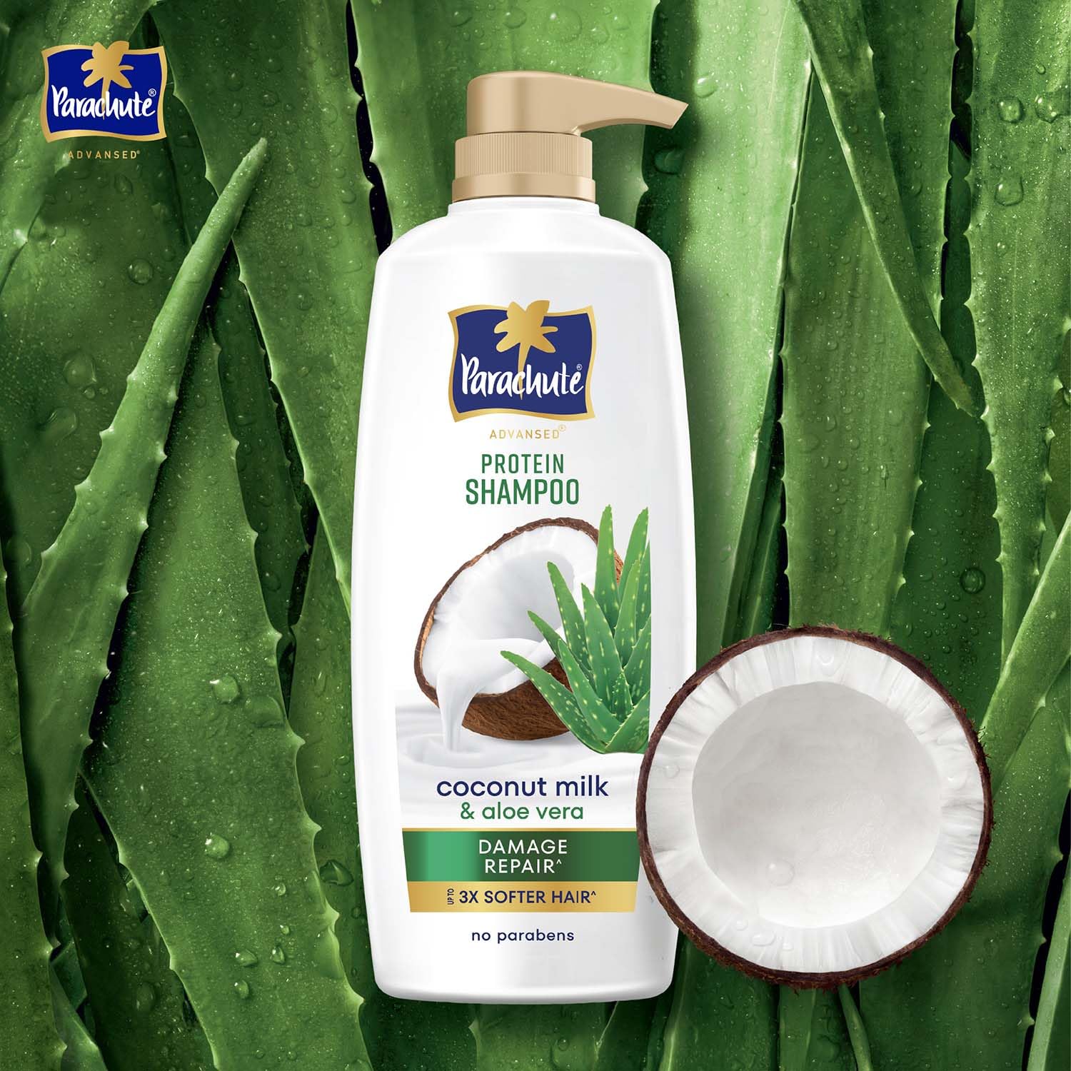 Parachute Advansed Protein Shampoo | with Coconut Milk and Aloe Vera | For up to 100% Damage Repair & up to 3X Softer Hair | Protein Lock Technology | Paraben-Free | For Men & Women | 1.2L image 2