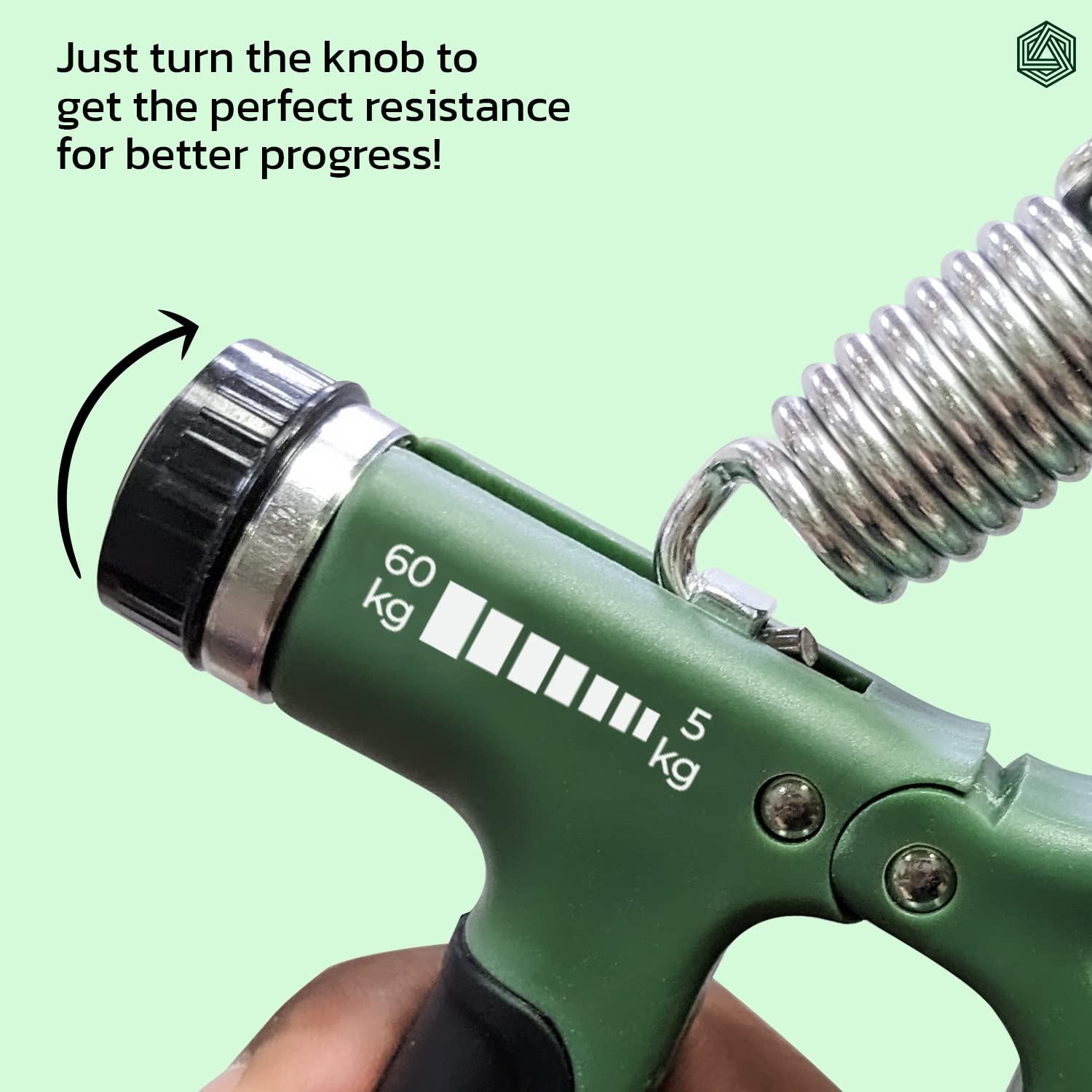 Boldfit Adjustable Hand Grip Strengthener, Hand Gripper With Counter for Men & Women for Gym Workout Hand Exercise Equipment for Forearm Exercise, Finger Exercise Power Gripper - Army Green - 60kg image 5