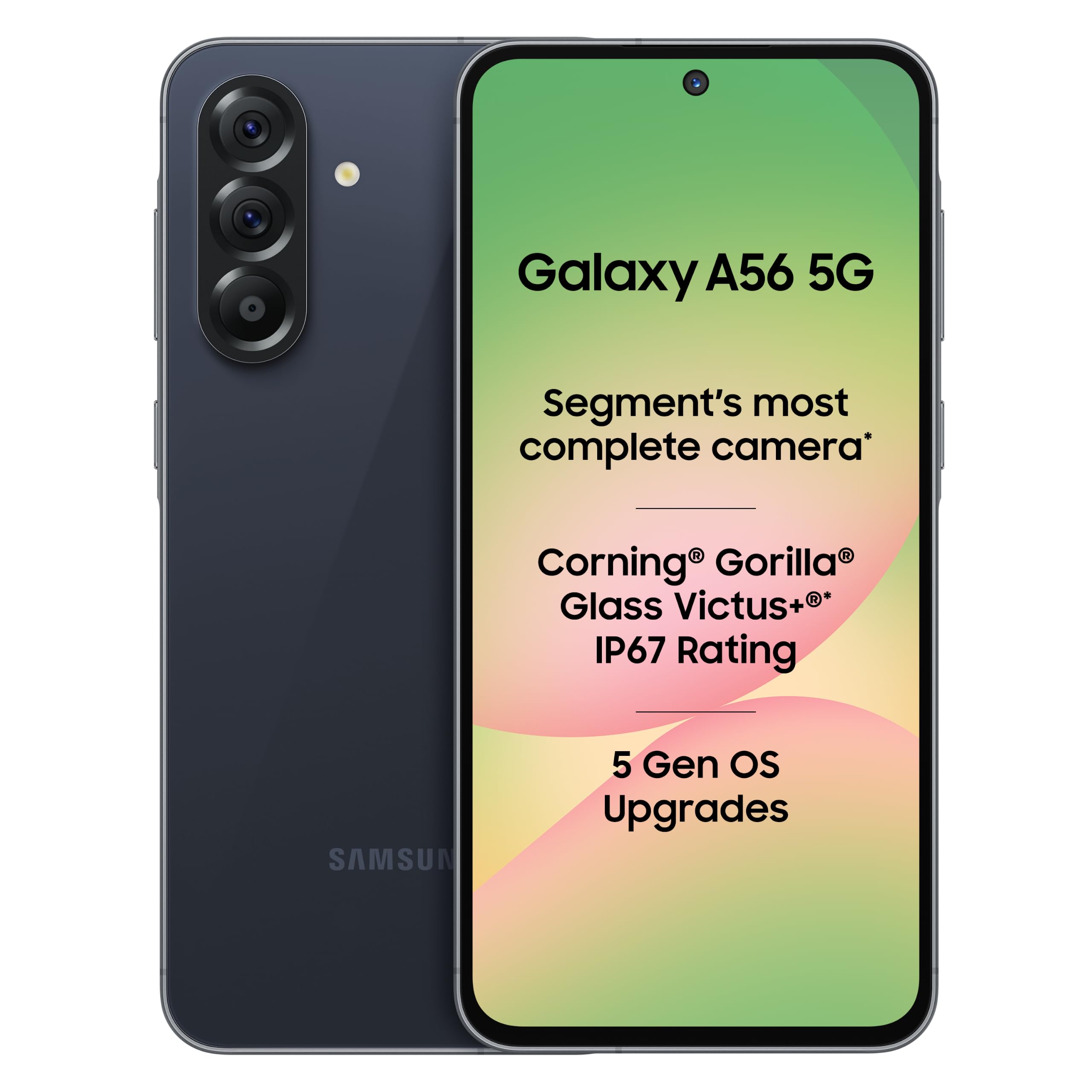 Samsung Galaxy A56 5G Mobile (Awesome Midnight Blue, 8GB, 256GB) | Segment Most Complete Triple Camera | 50MP | AI Editing | 4nm Processor | sAMOLED | 5000mAh | Gorilla Glass Victus+| Knox Security