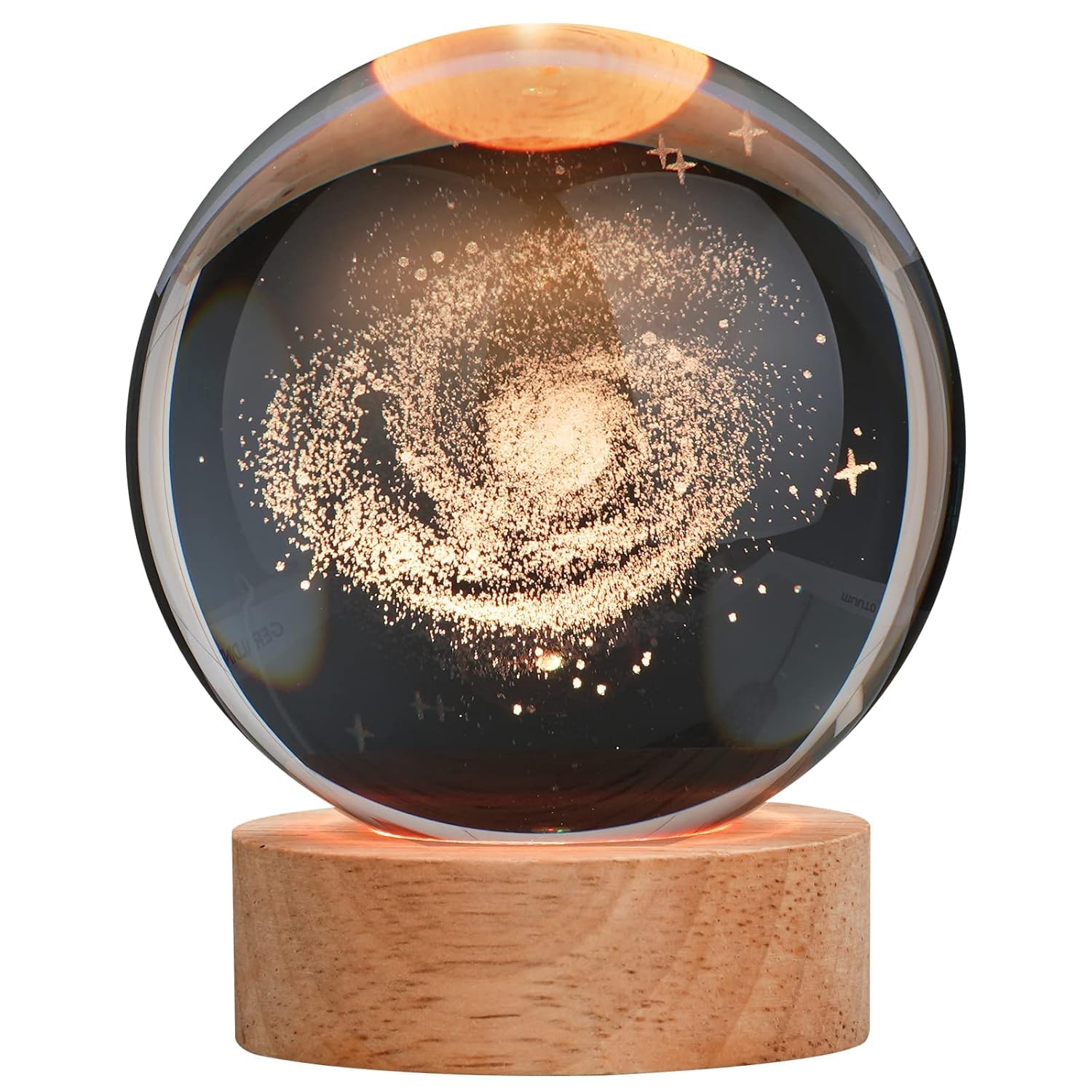 Desidiya Galaxy 3D Crystal Ball Night Light with Wooden Base - LED USB Table Lamp for Kids, Teens, and Home Decor image 5
